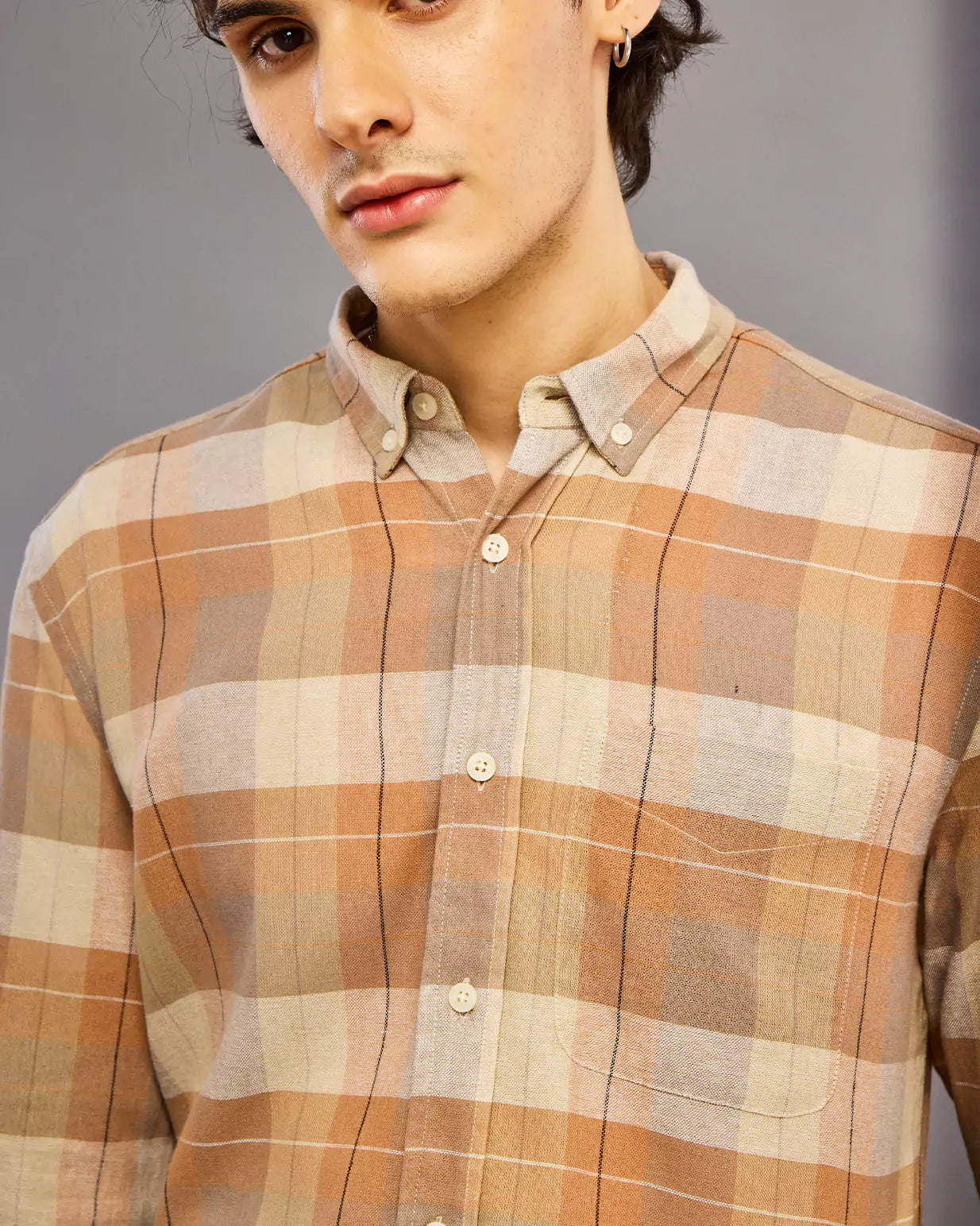 Light Orange Box Check Shirt