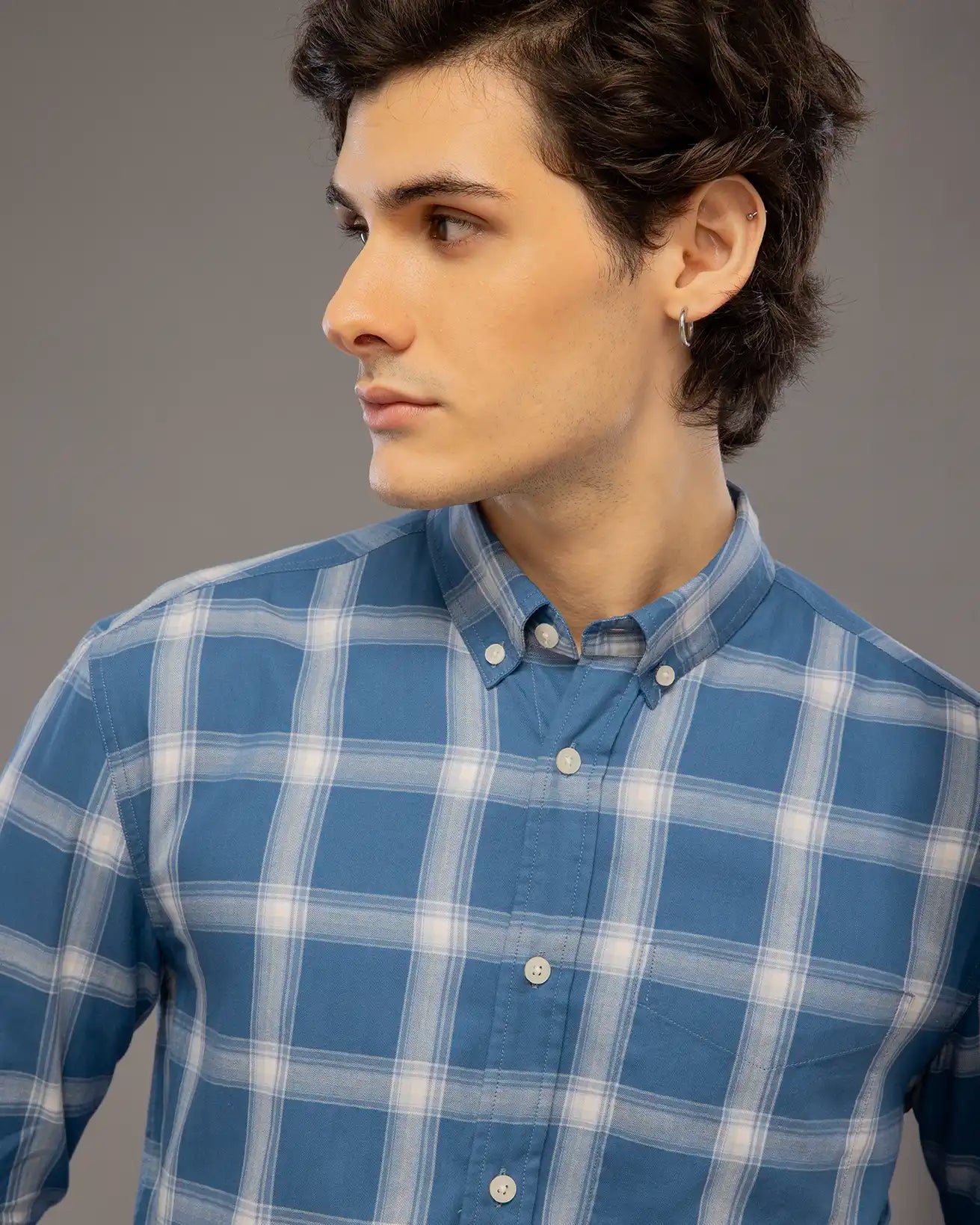 Fine Blue Check Shirt