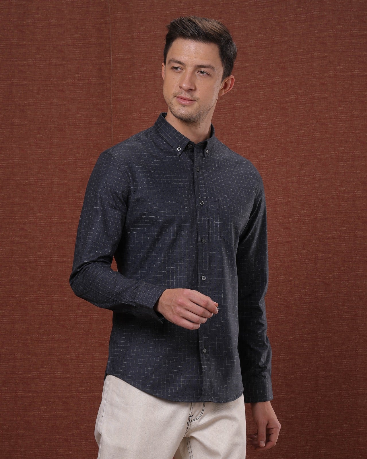Black And Grey Check Shirt