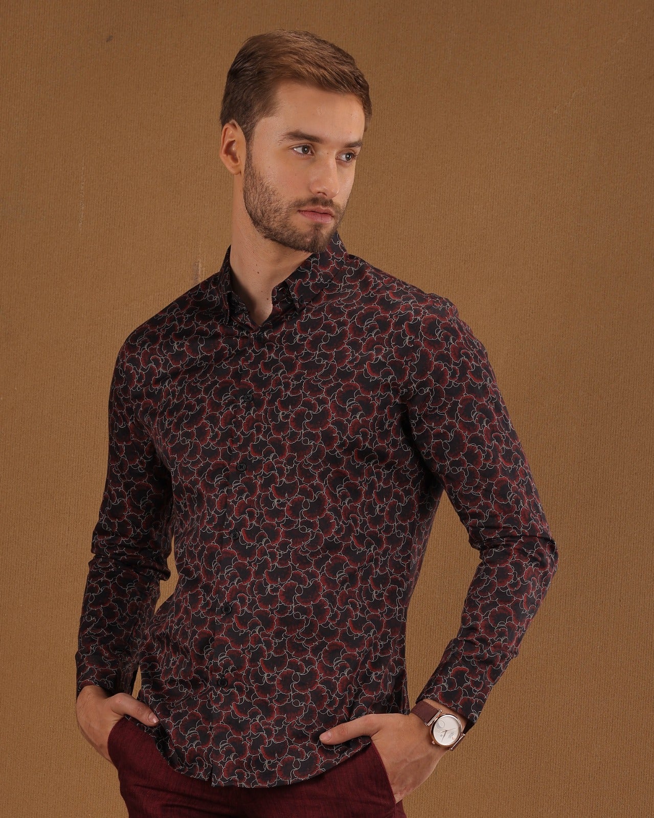 MAROON DIGI PRINT SHIRT