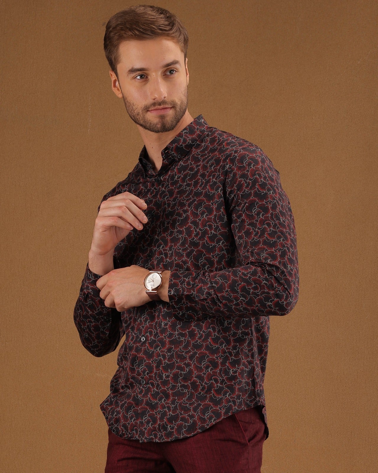 MAROON DIGI PRINT SHIRT
