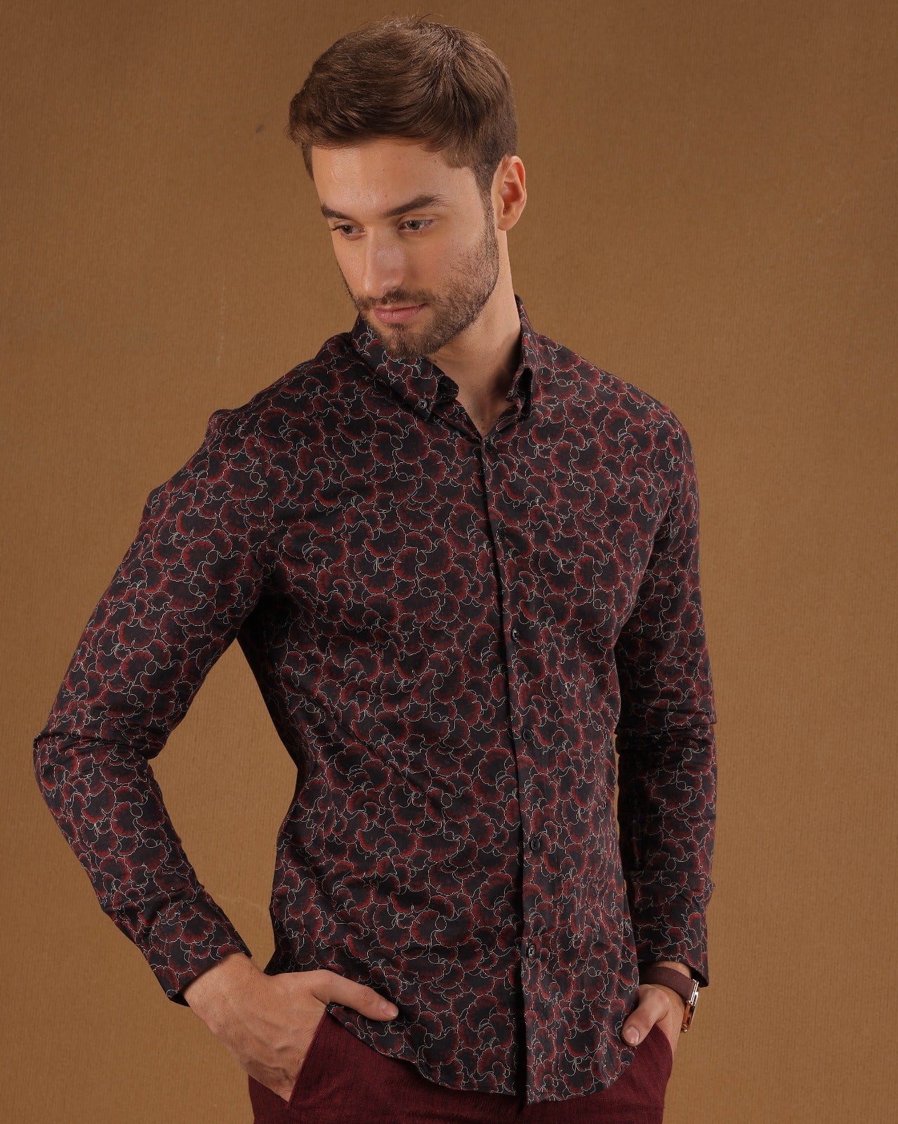 Maroon Digi Print Shirt