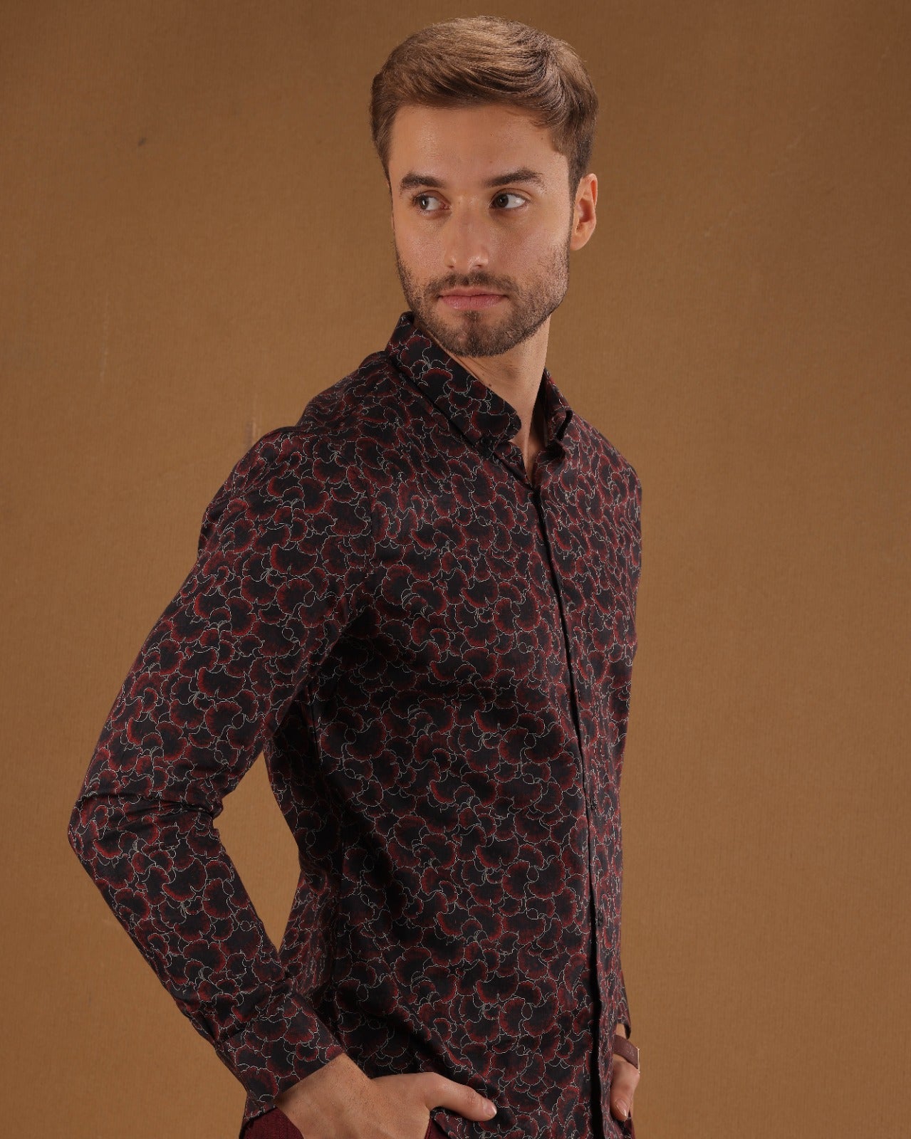 MAROON DIGI PRINT SHIRT