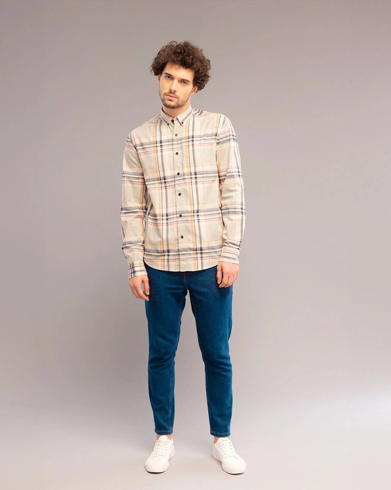 LIGHT YELLOW CHECK SHIRT