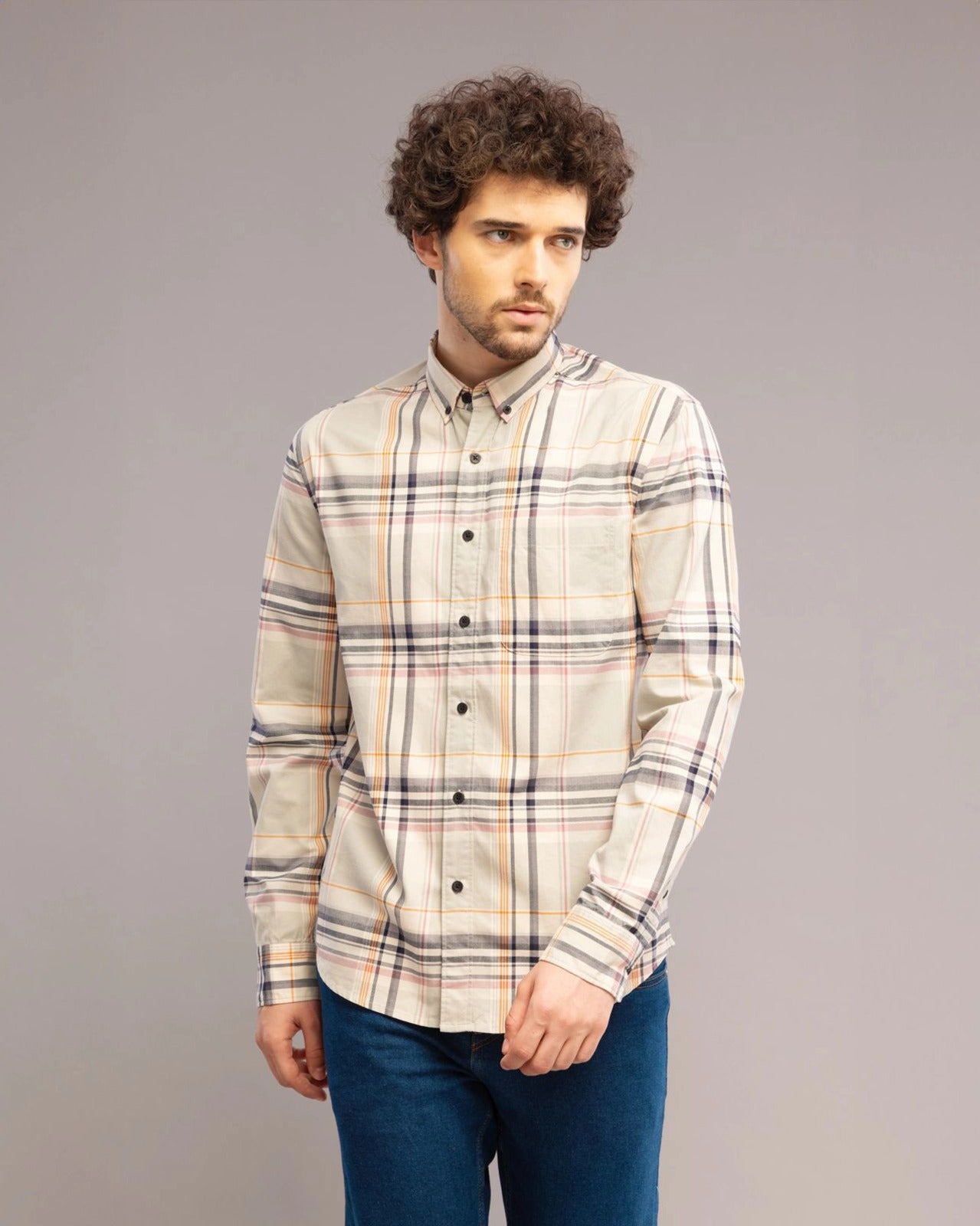 Light Yellow Check Shirt