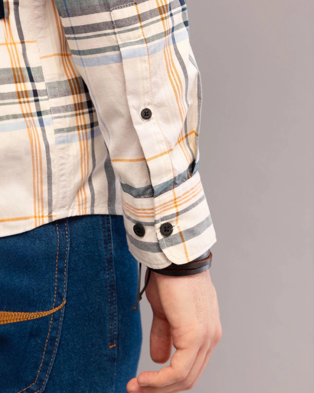 CREAM TARTAN CHECK SHIRT