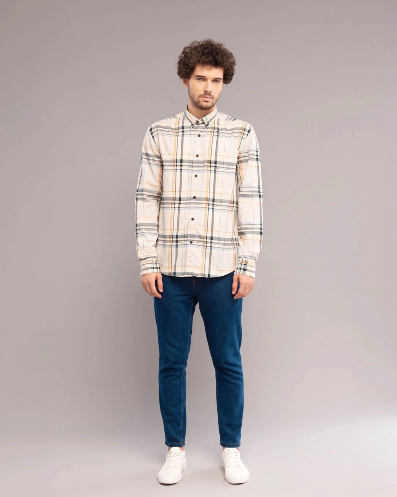 Cream Tartan Check Shirt