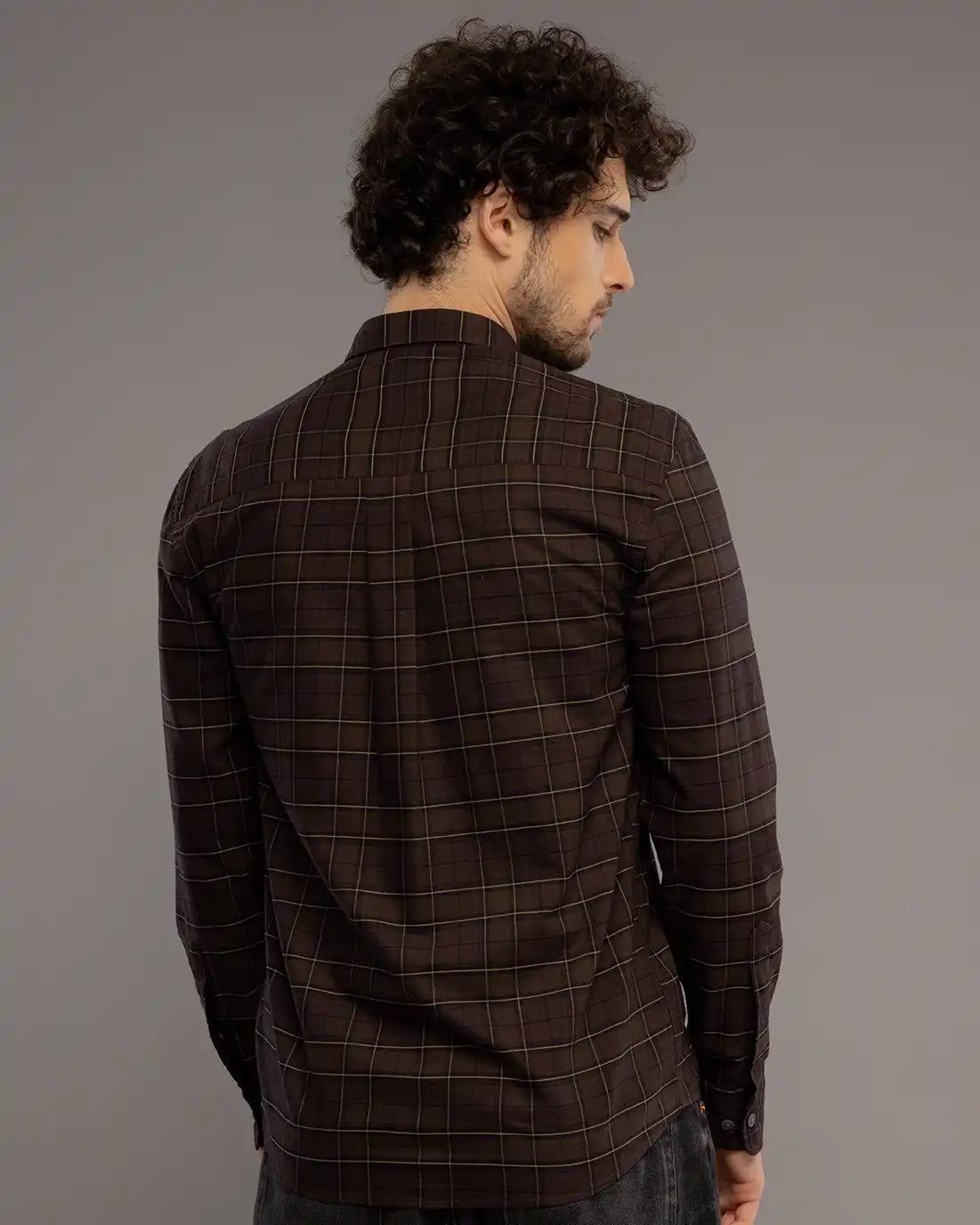 Dark Brown Check Shirt