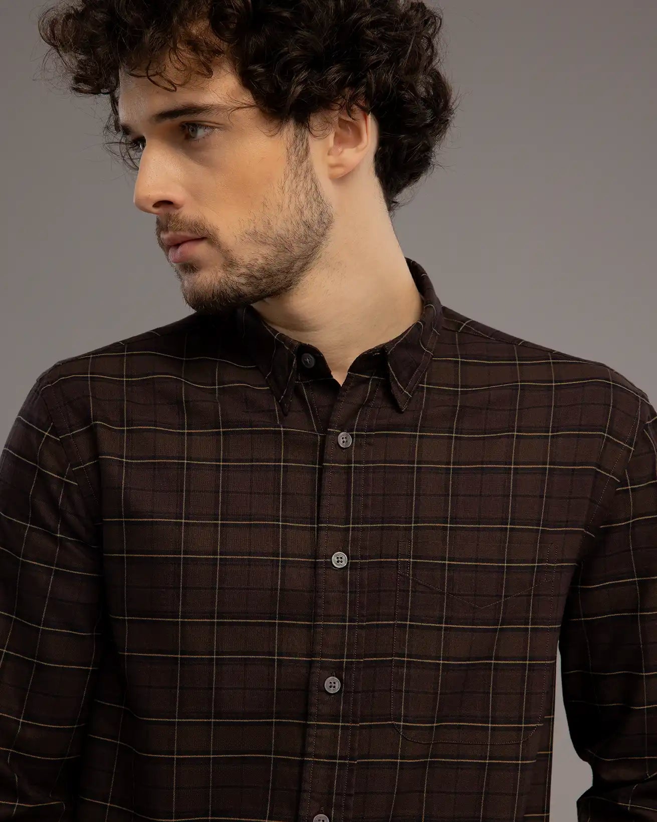 Dark Brown Check Shirt