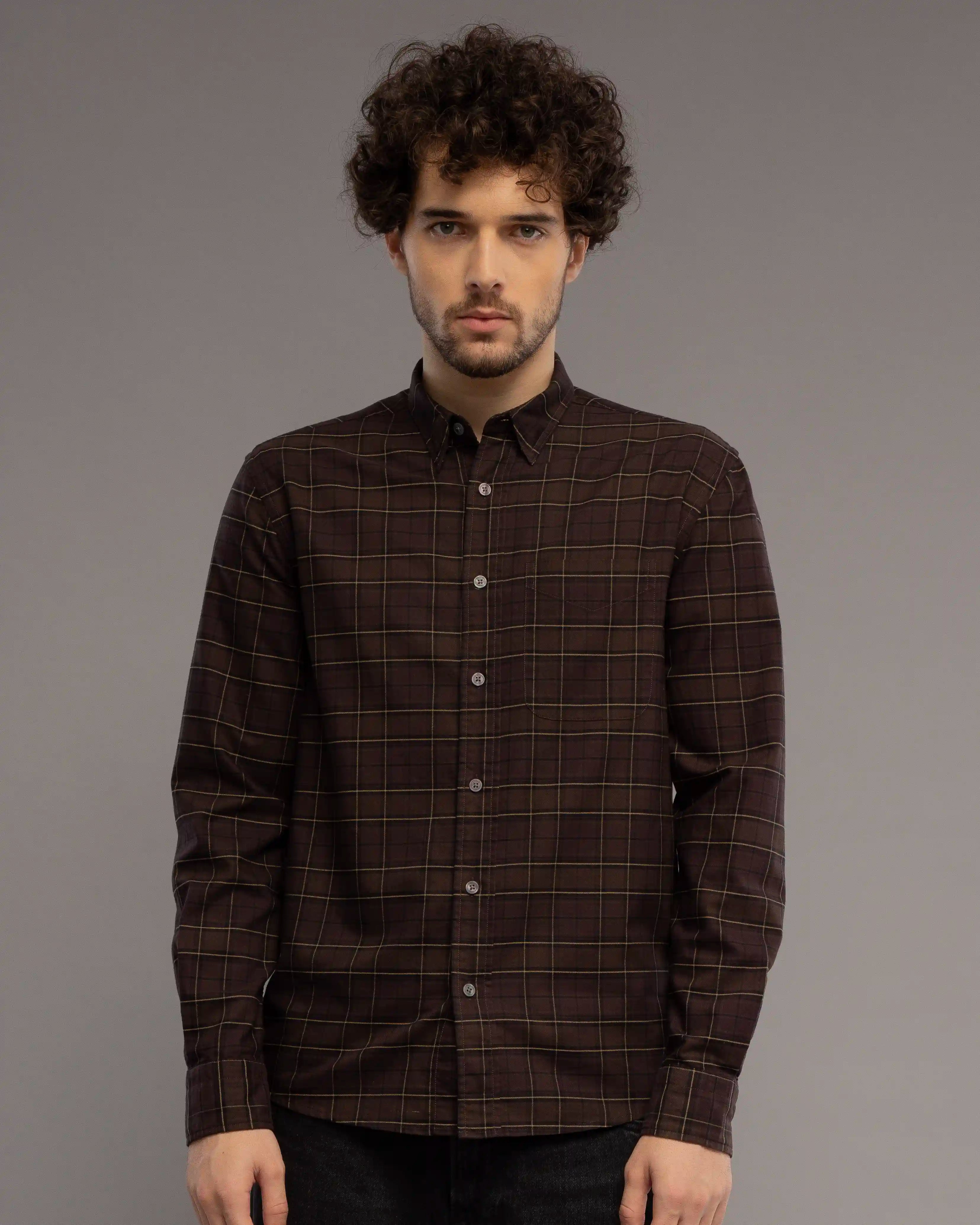 Dark Brown Check Shirt