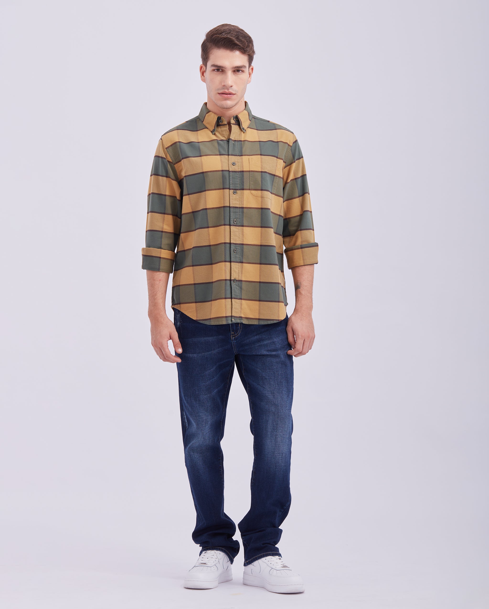 Yellow And Green Check Shirt