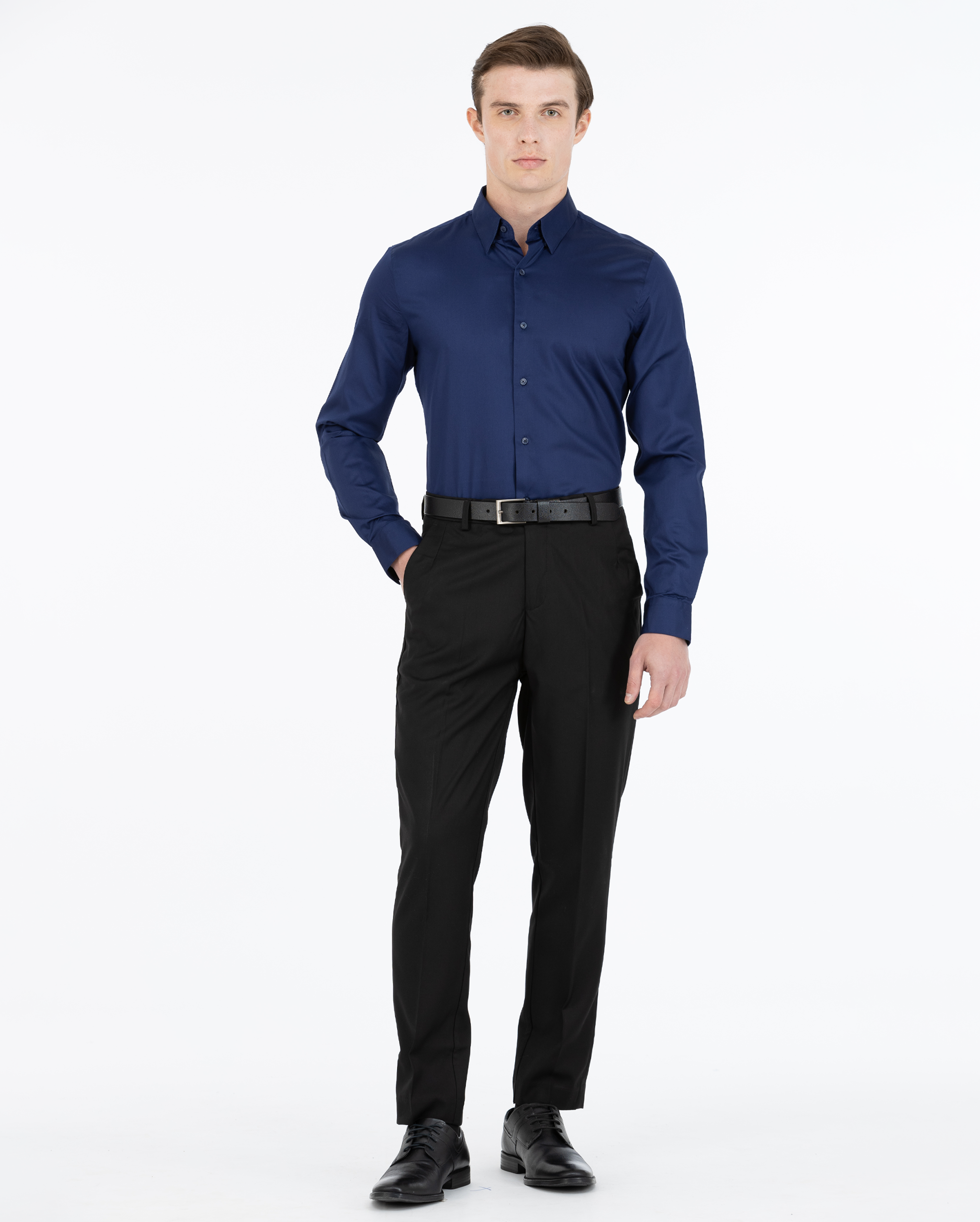 Royal Blue Satin Shirt