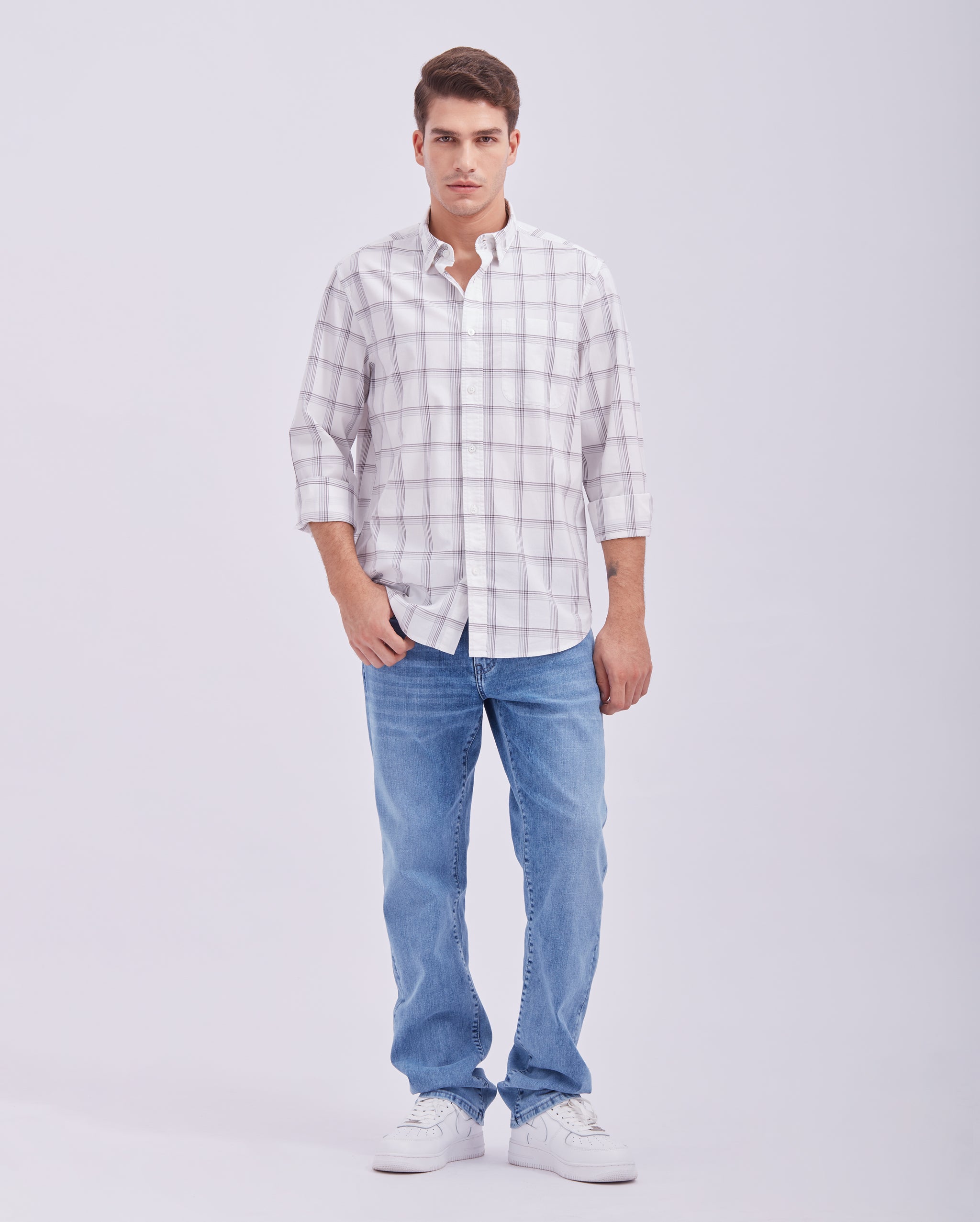 White And Grey Check Shirt