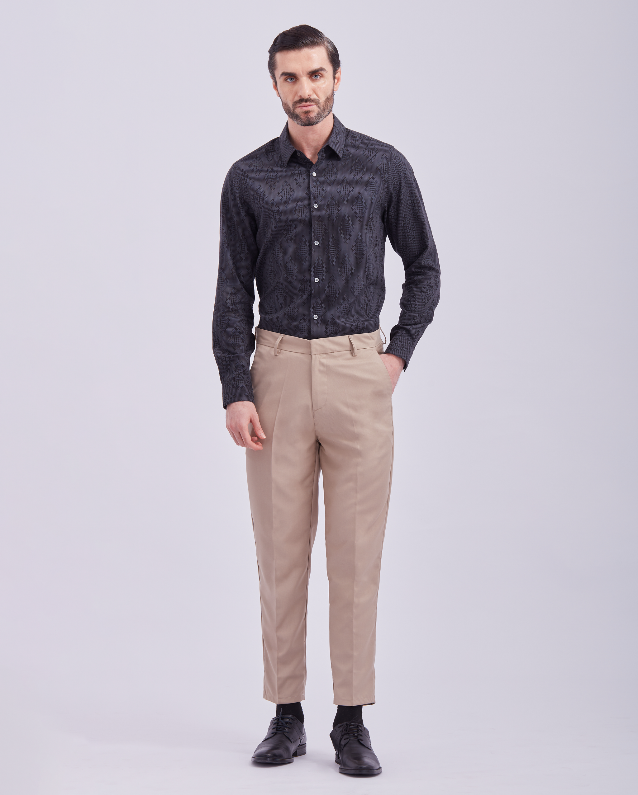 Black Jacquard Print Shirt