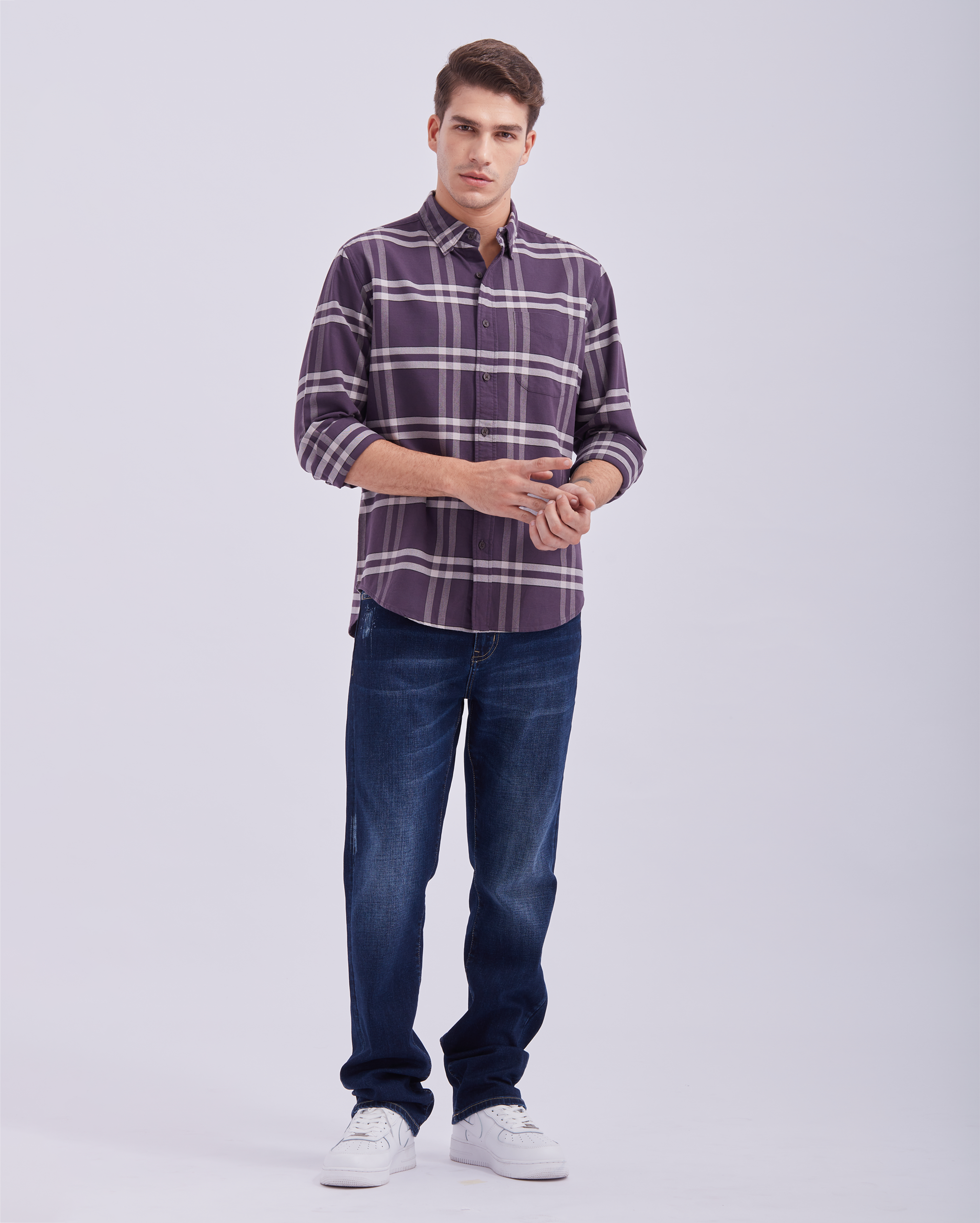 Violet And White Check Shirt