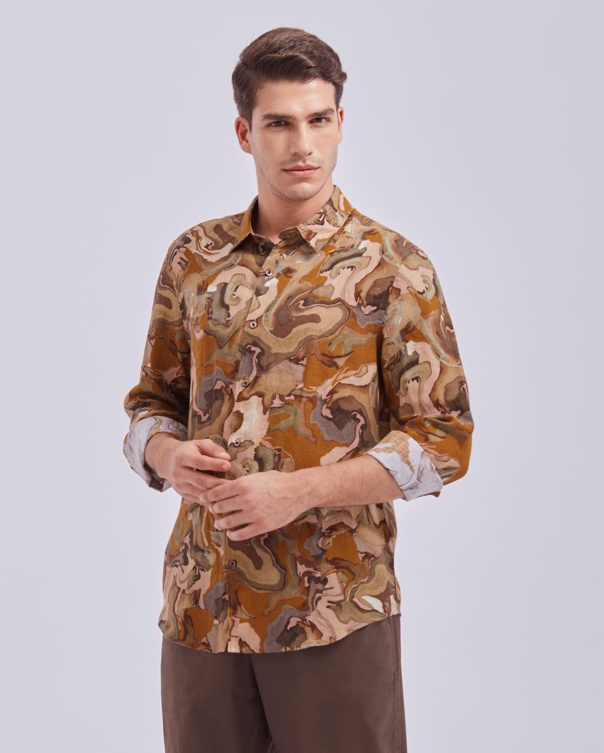 Linen Abstract Print Shirt