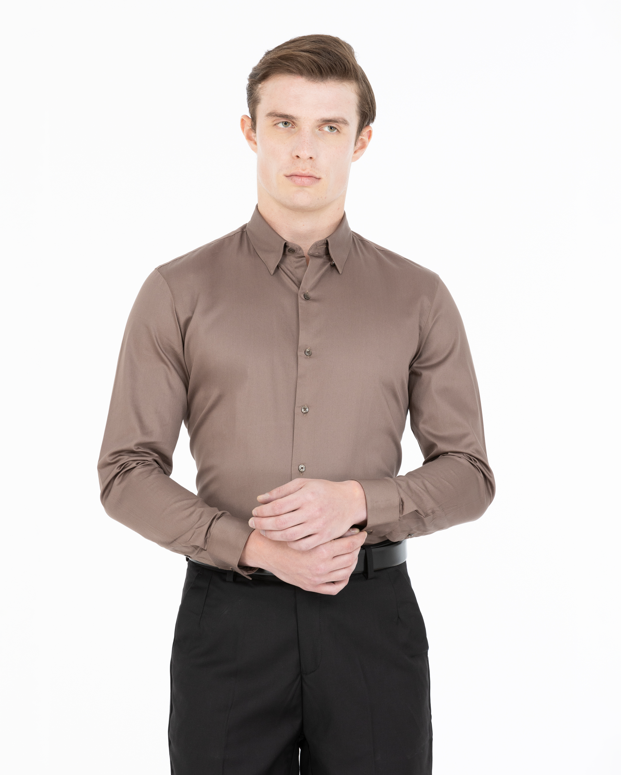 Light Chocolate Brown Satin Shirt