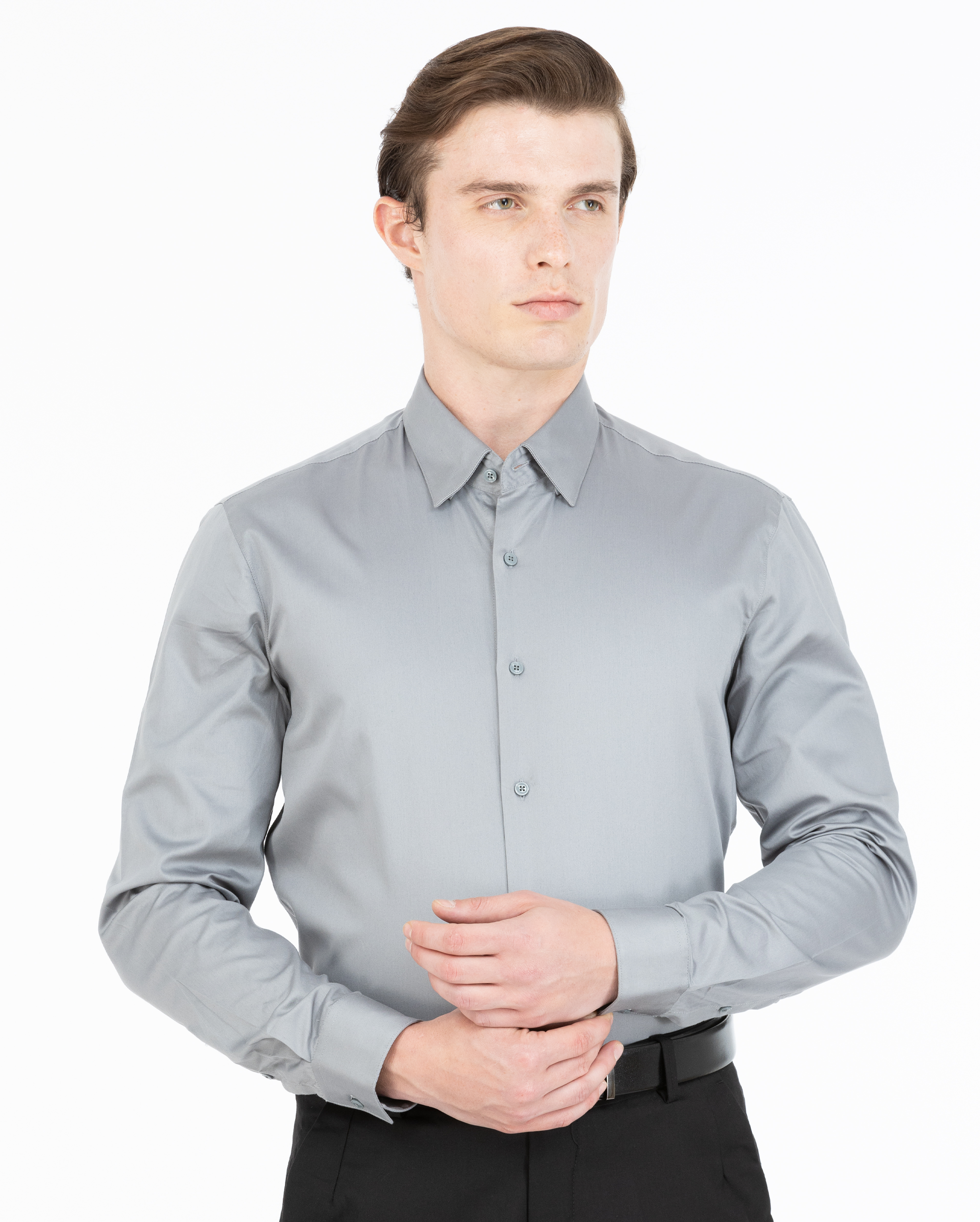 Ash Grey Satin Shirt