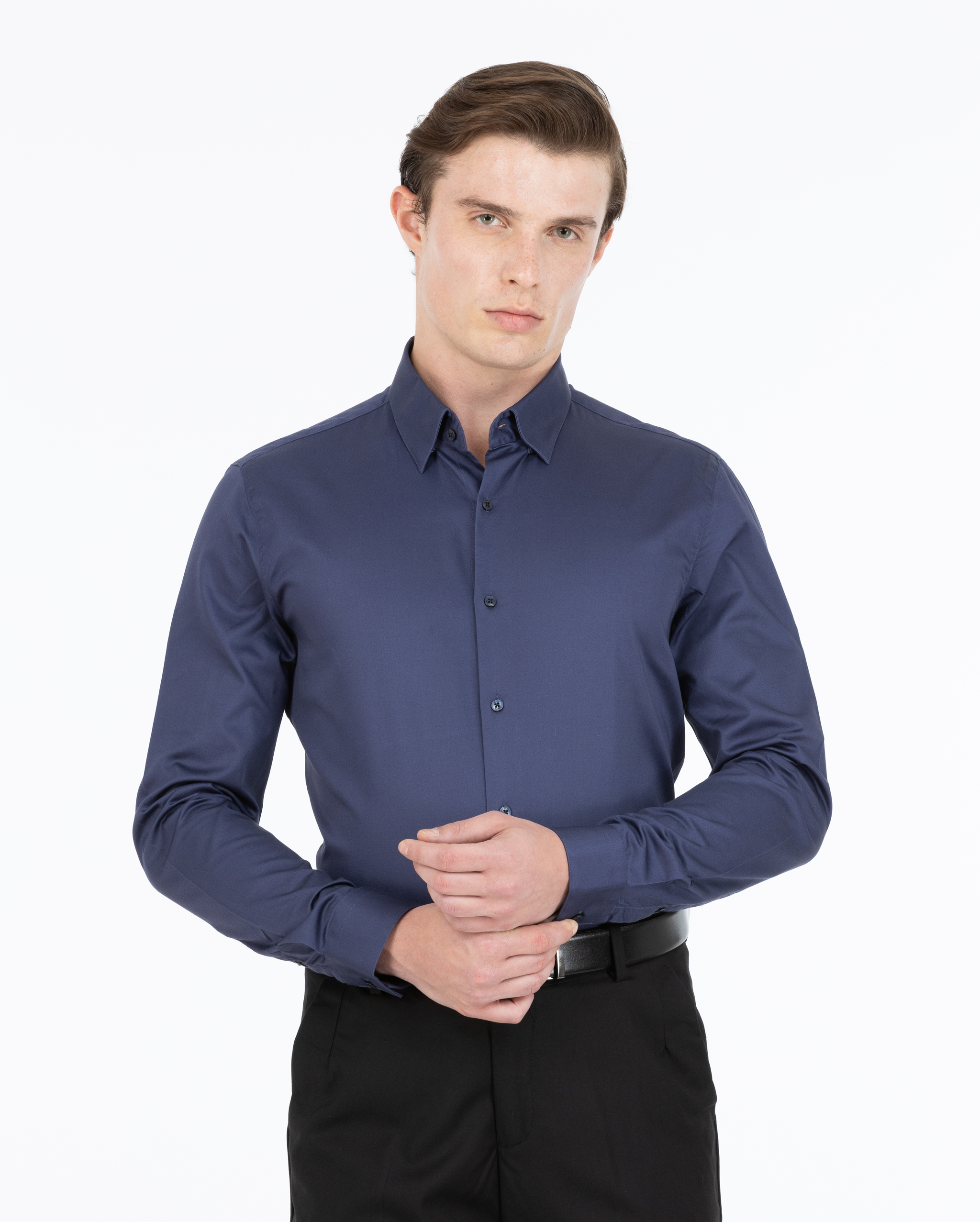 Midnight Slate Satin Shirt