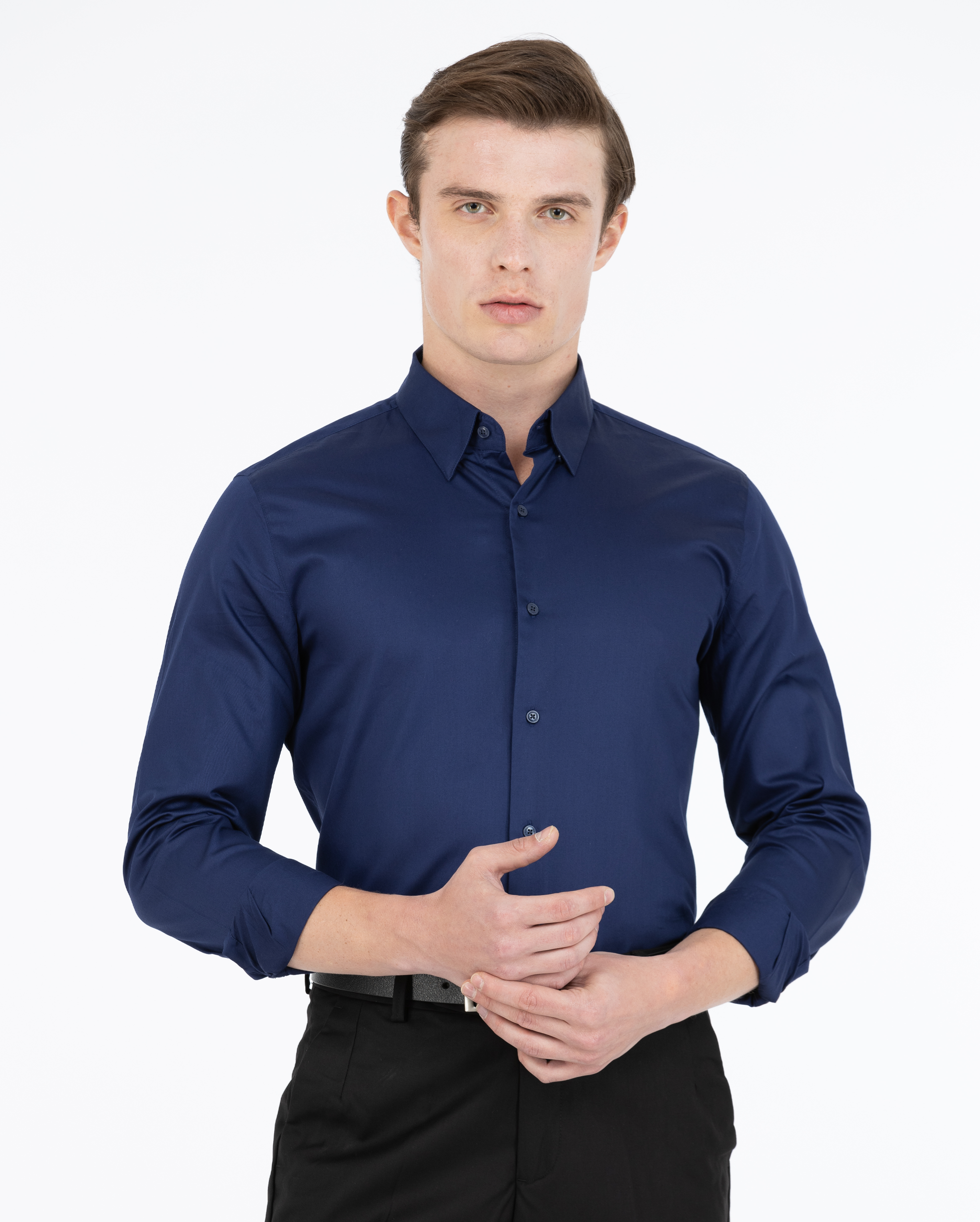 Royal Blue Satin Shirt