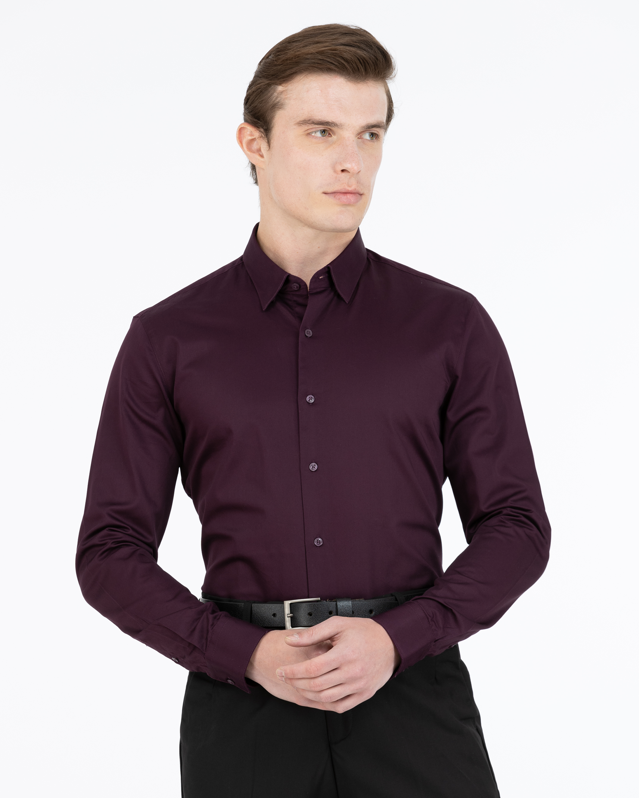 Wine Satin Shirt