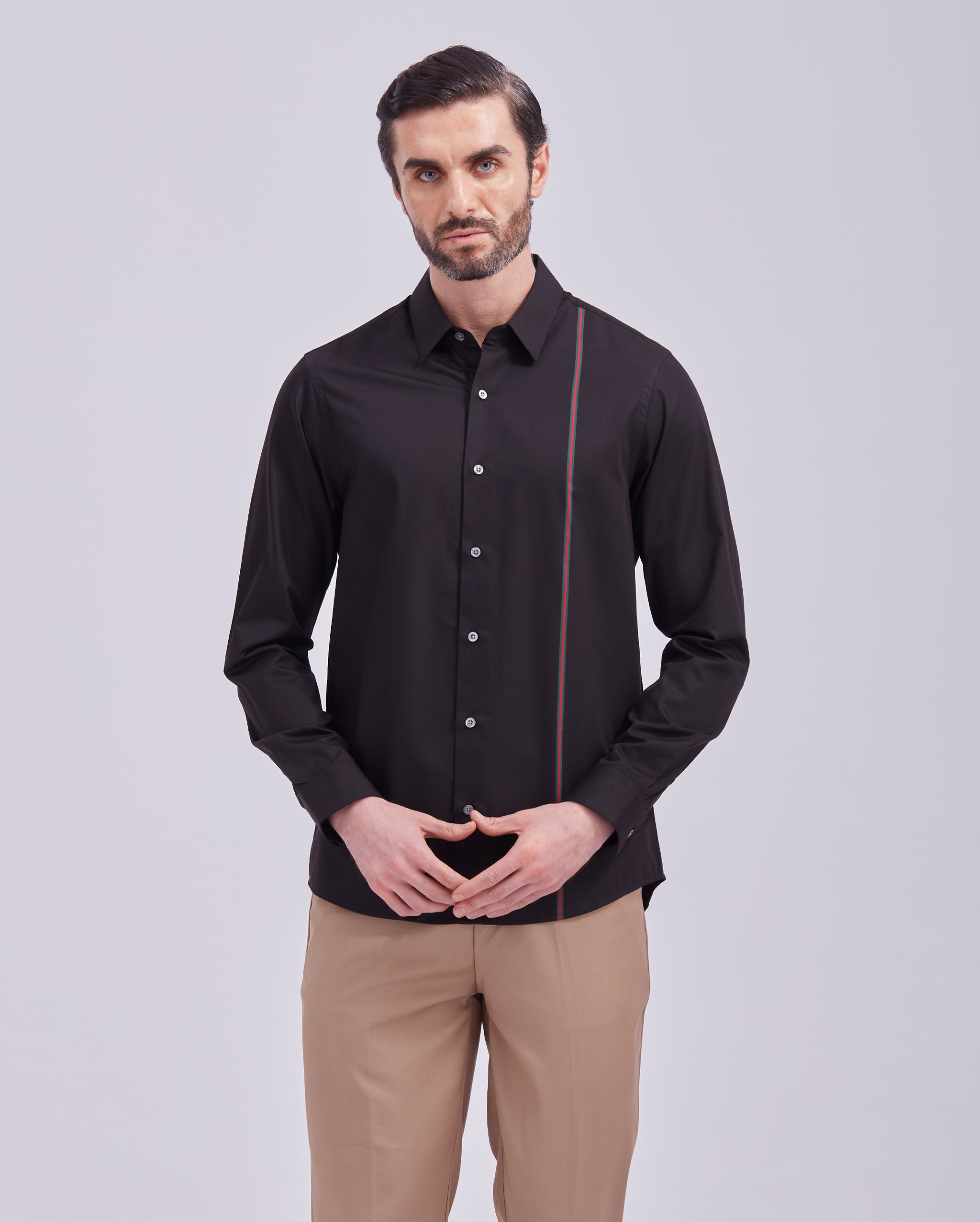 Black And Red Giza Panel Shirt