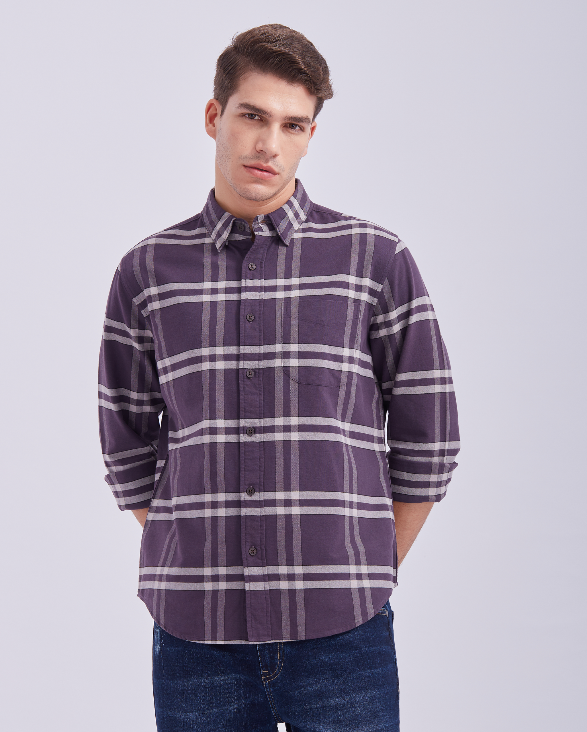 Violet And White Check Shirt