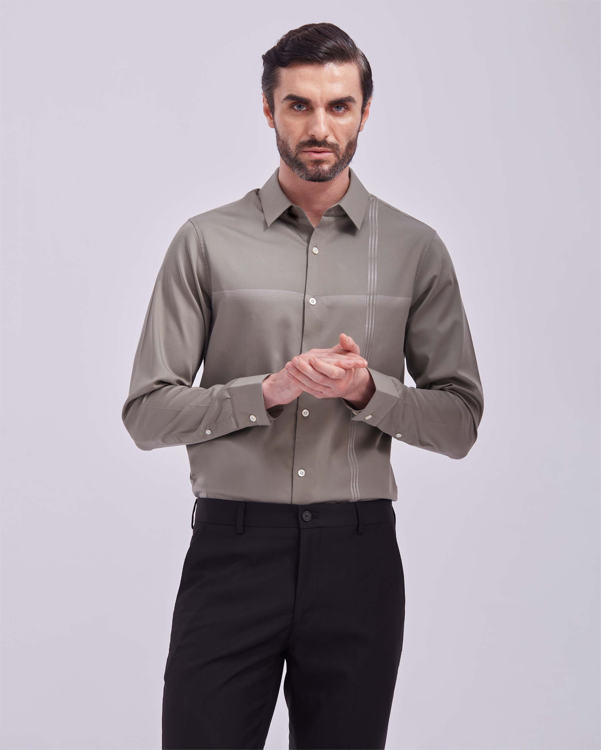 Taupe Giza Panel Shirt