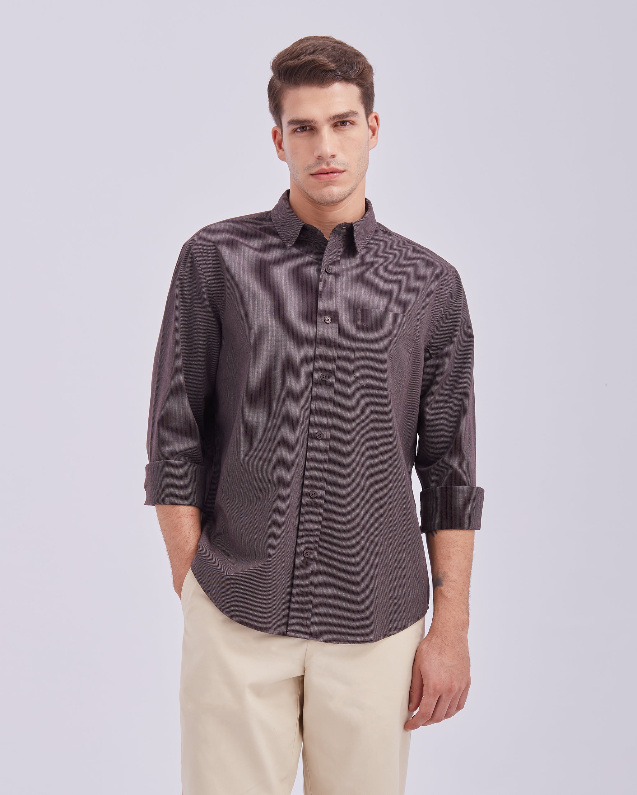 Dark Brown Stripe Shirt