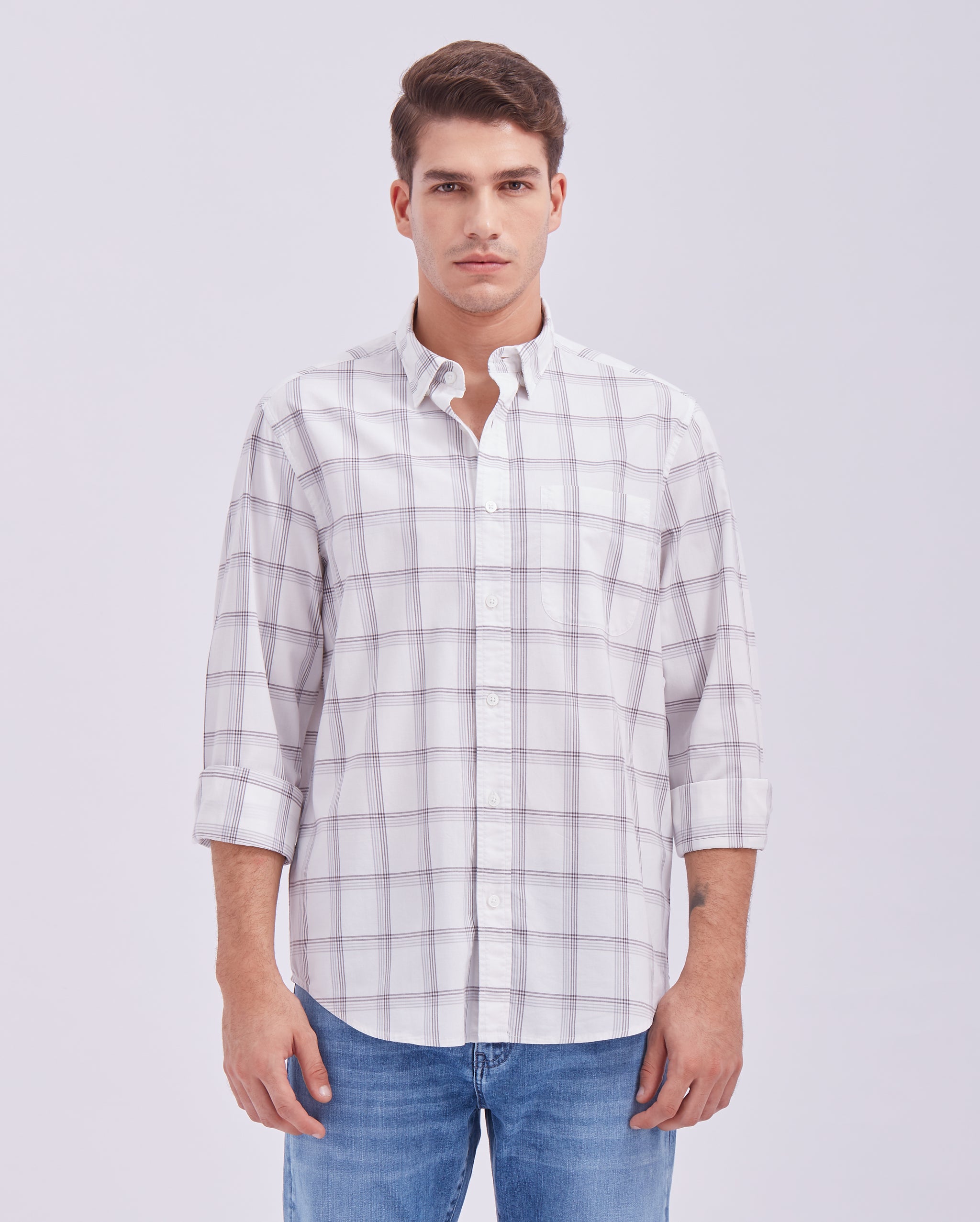 White And Grey Check Shirt