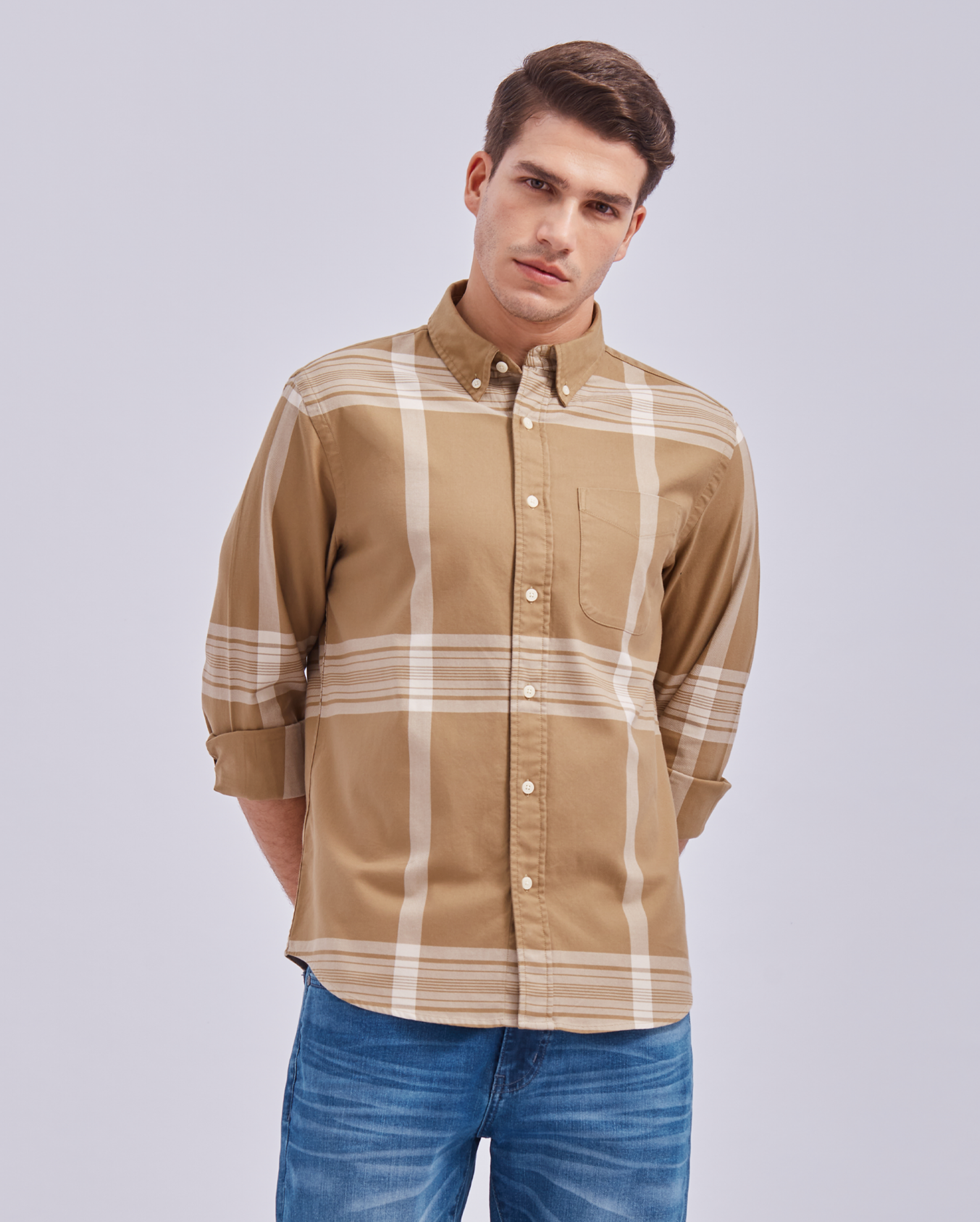 Beige Check Shirt