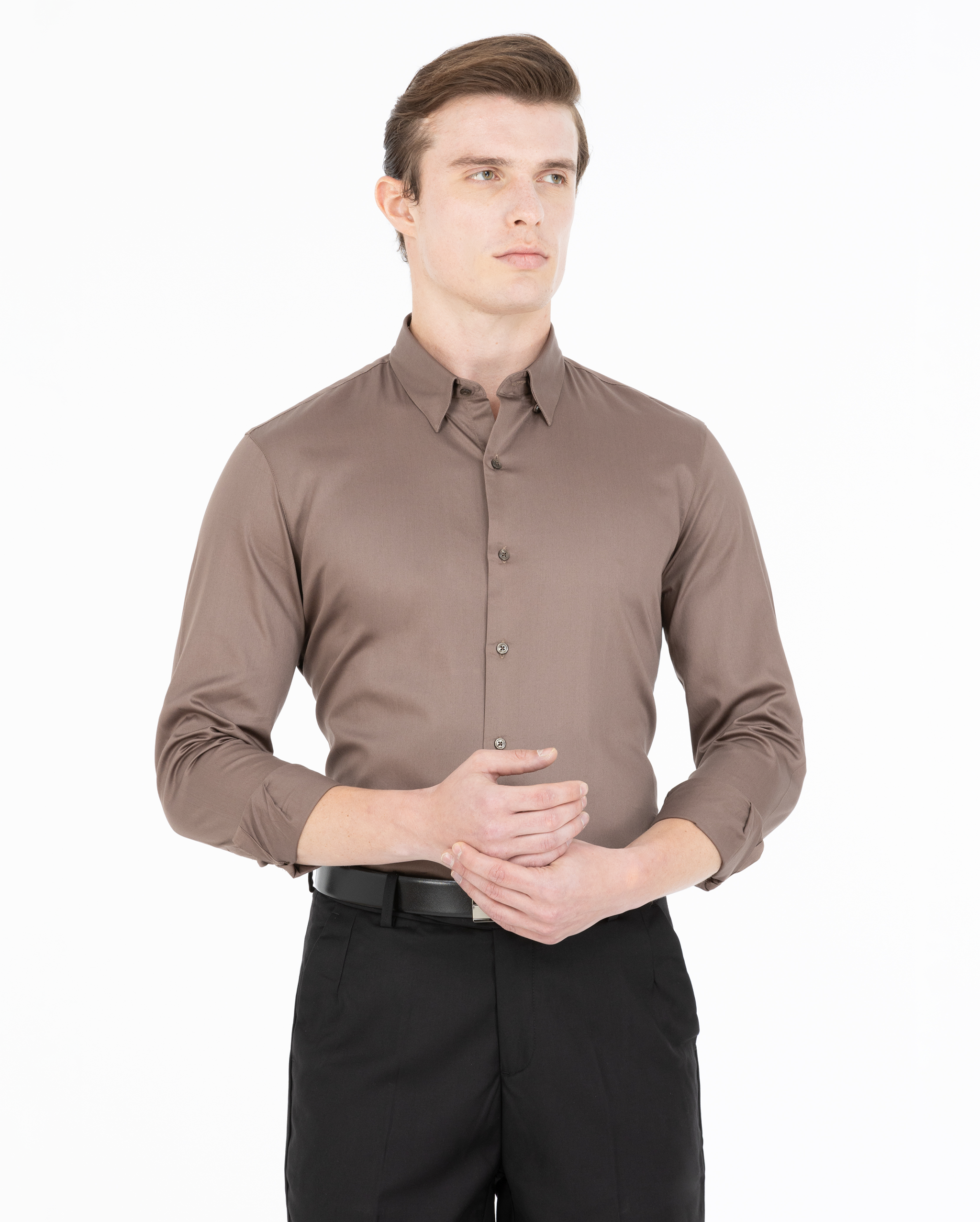 Light Chocolate Brown Satin Shirt