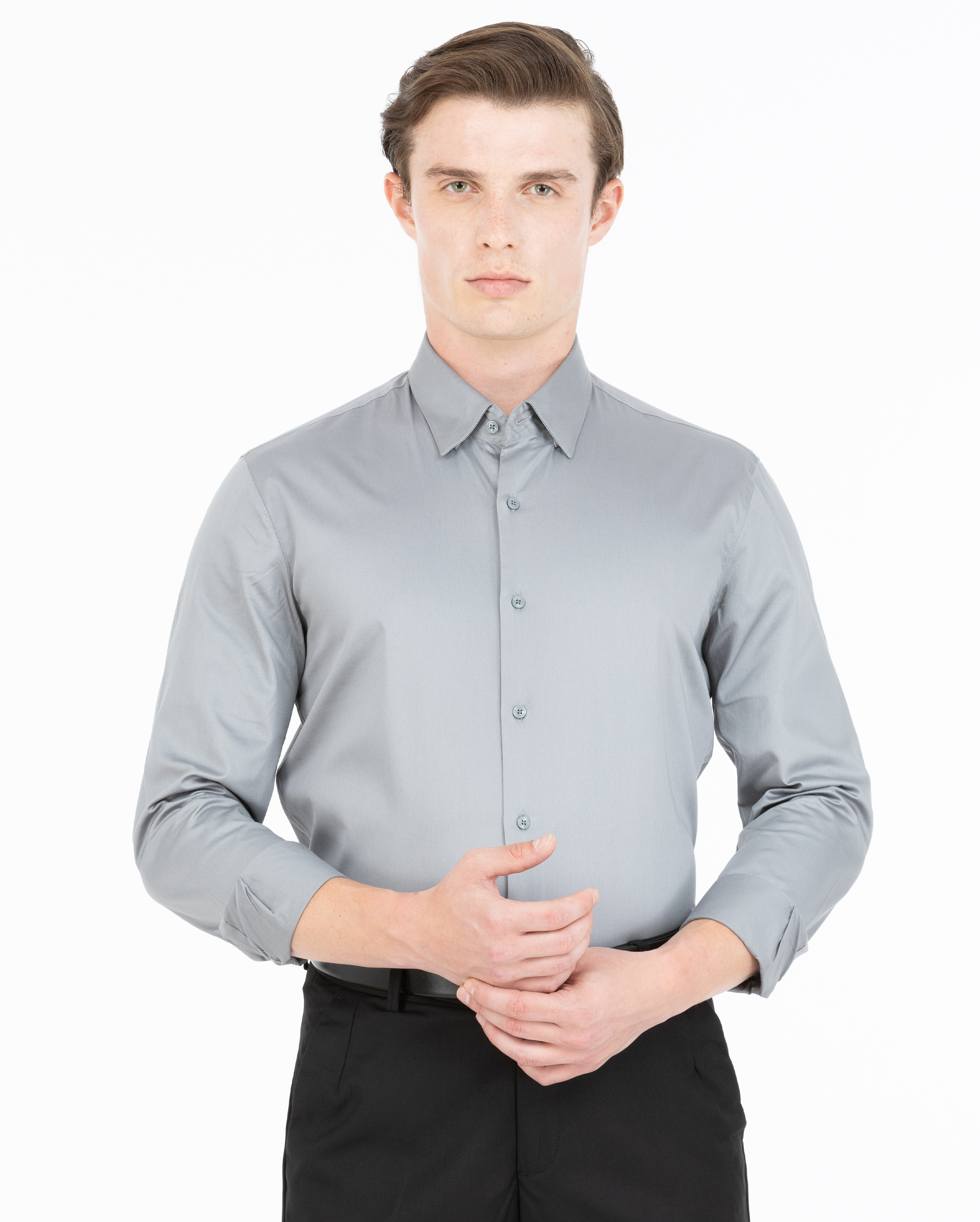 Ash Grey Satin Shirt
