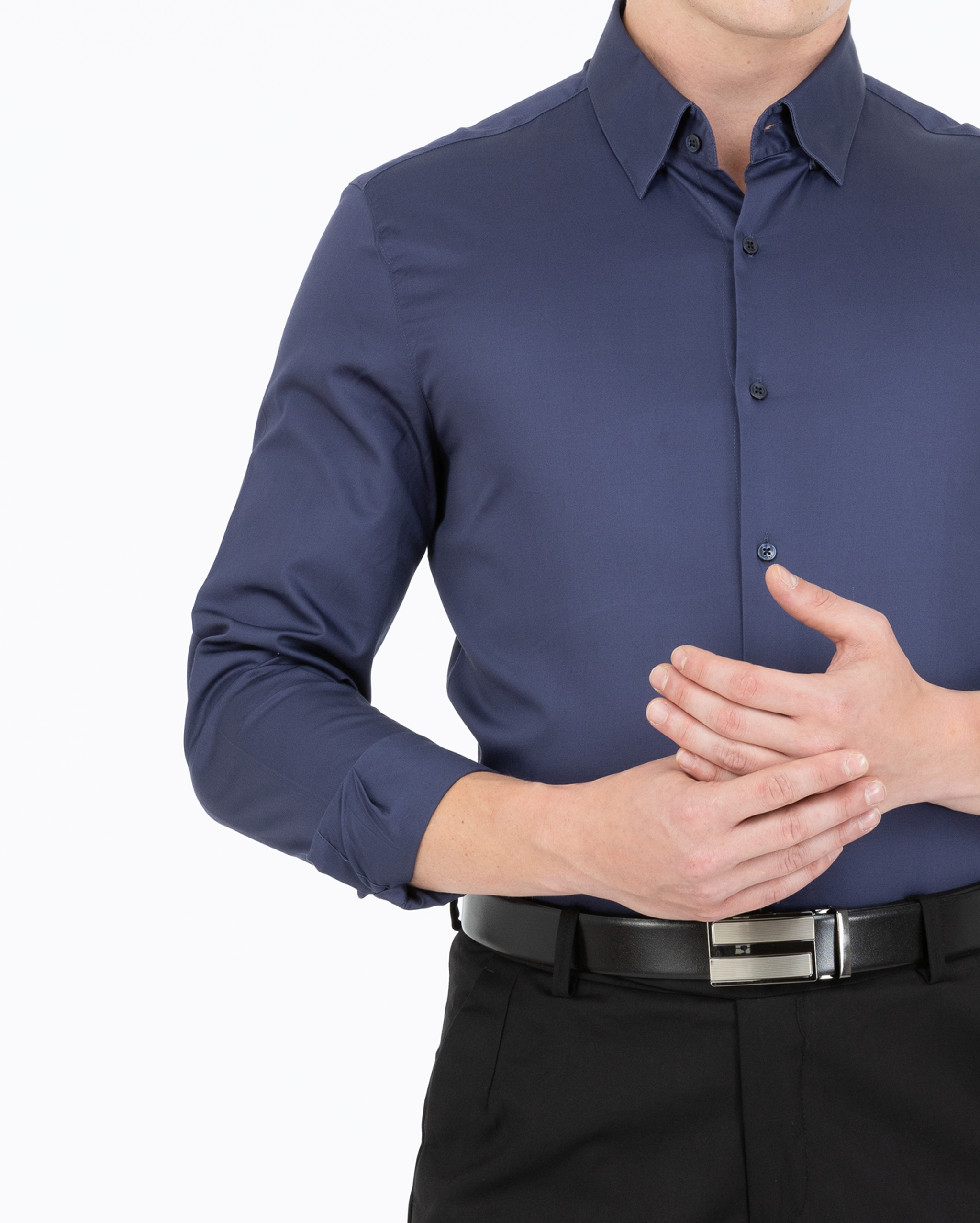 Midnight Slate Satin Shirt