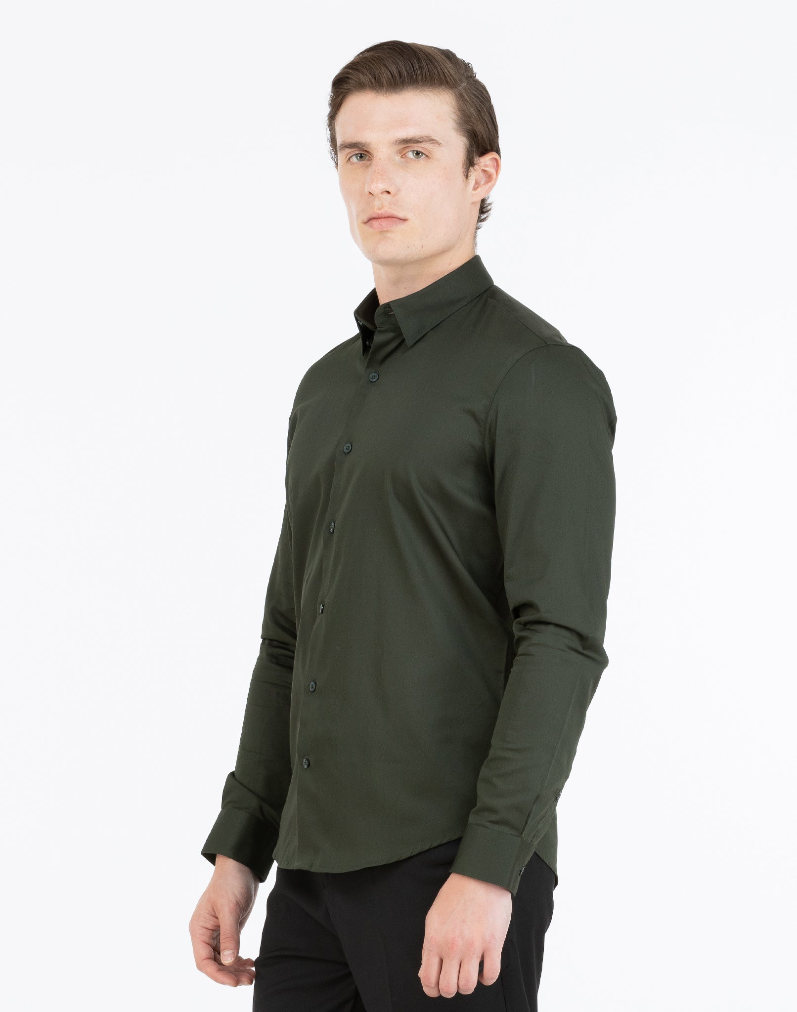 OLIVE GREEN SATIN SHIRT