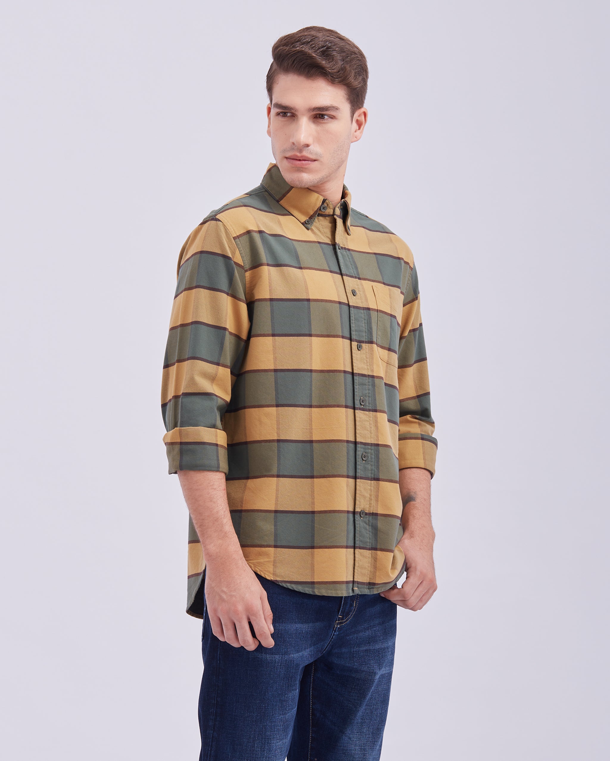 Yellow And Green Check Shirt