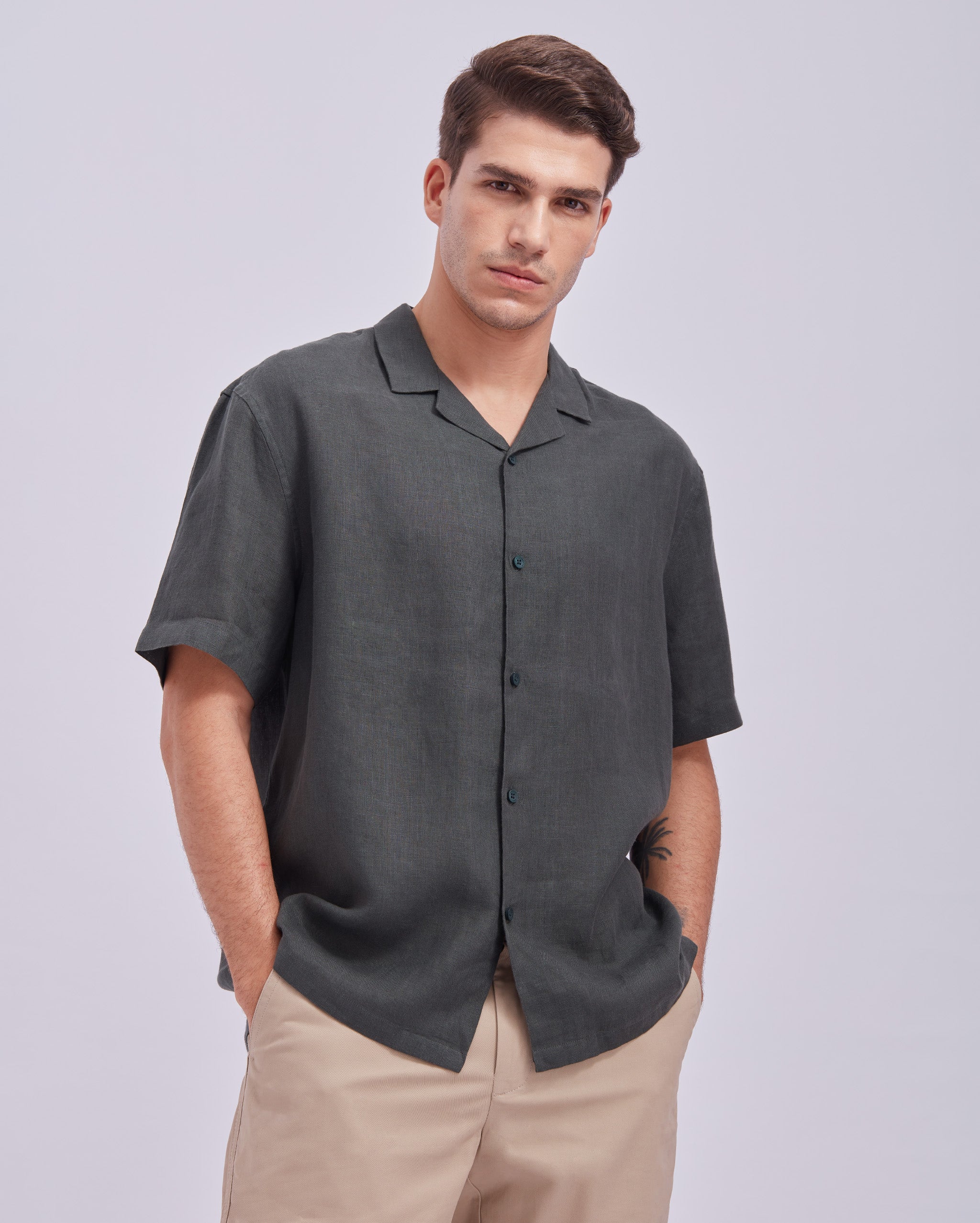 Charcoal Green Cuban Shirt