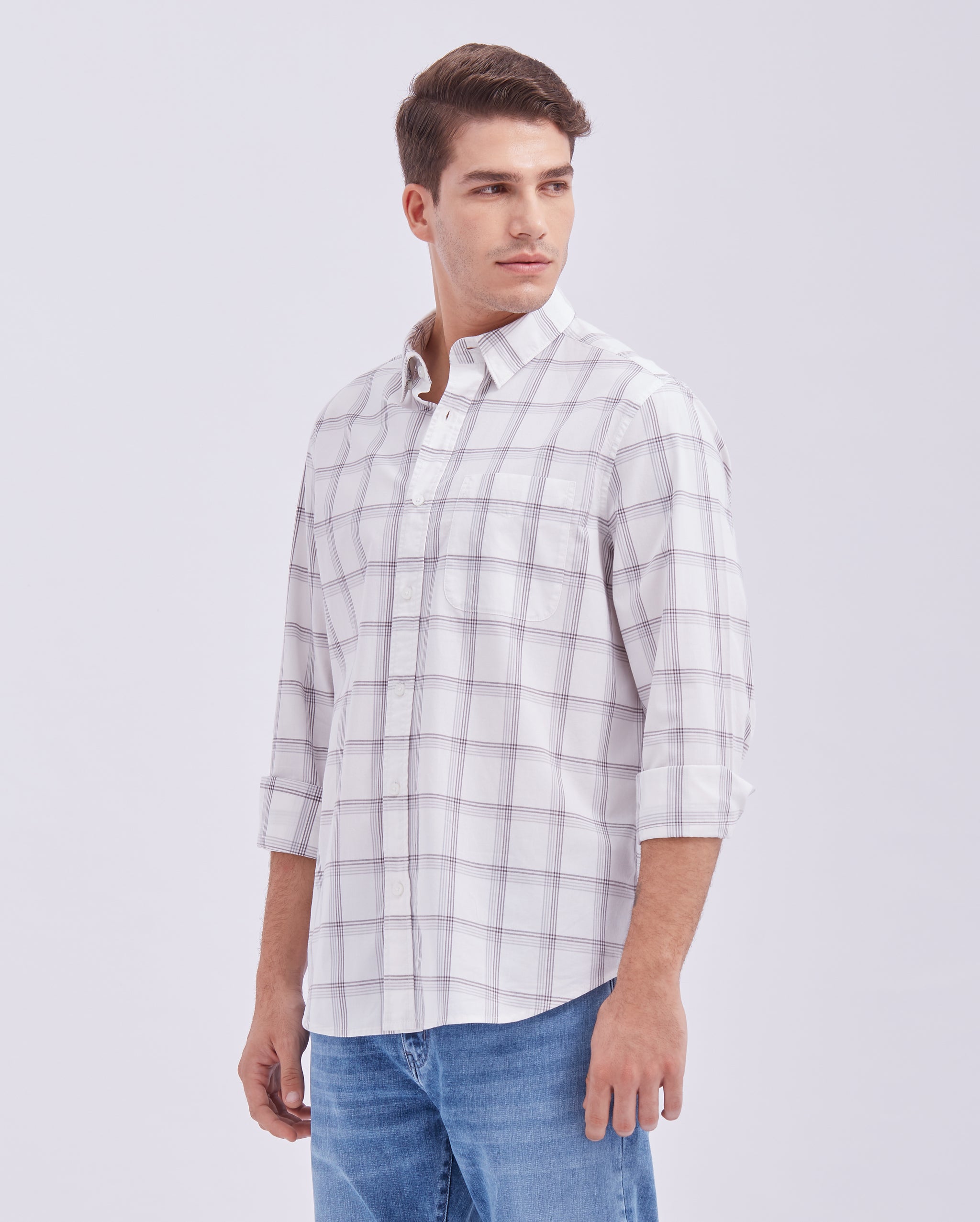 White And Grey Check Shirt