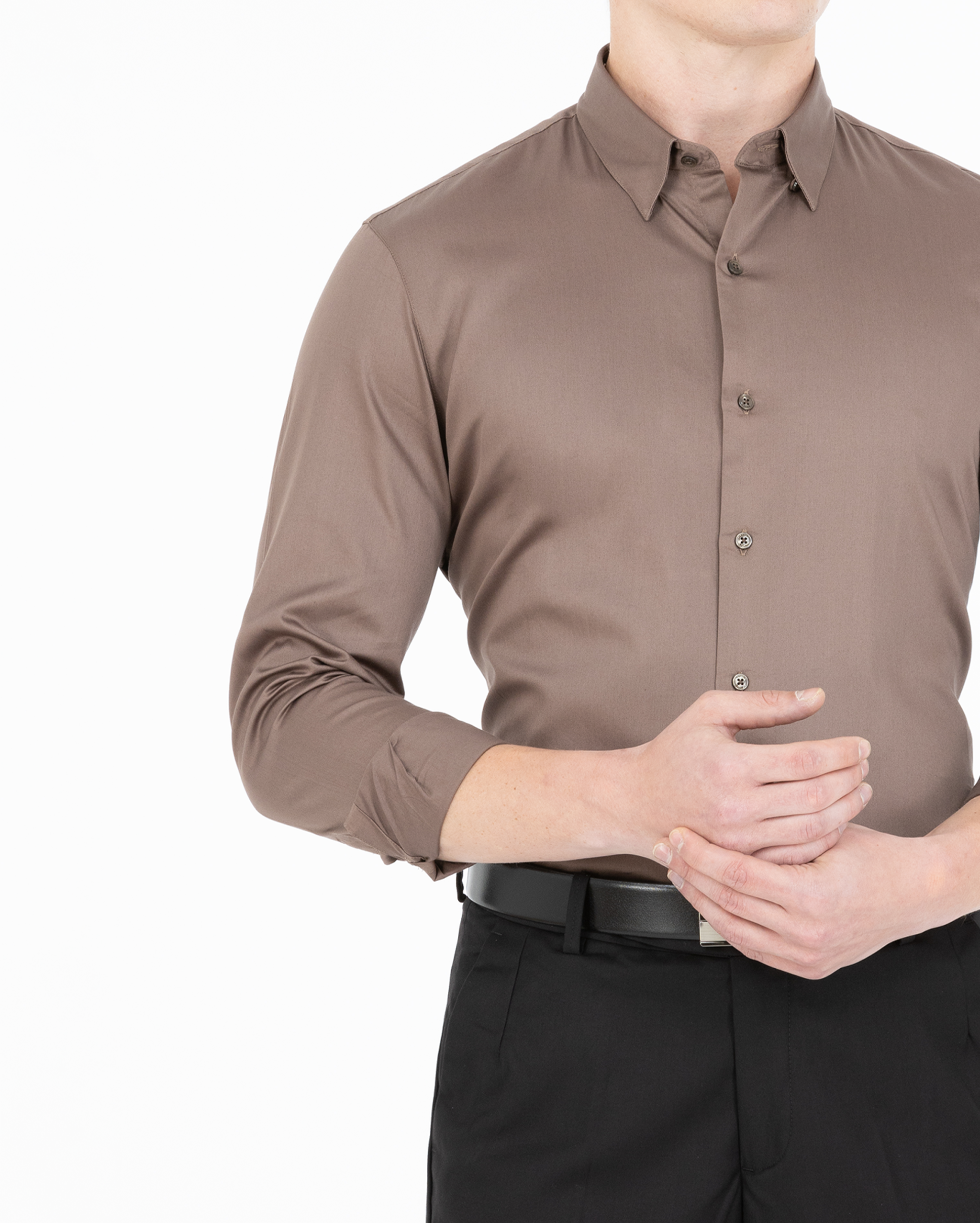 Light Chocolate Brown Satin Shirt