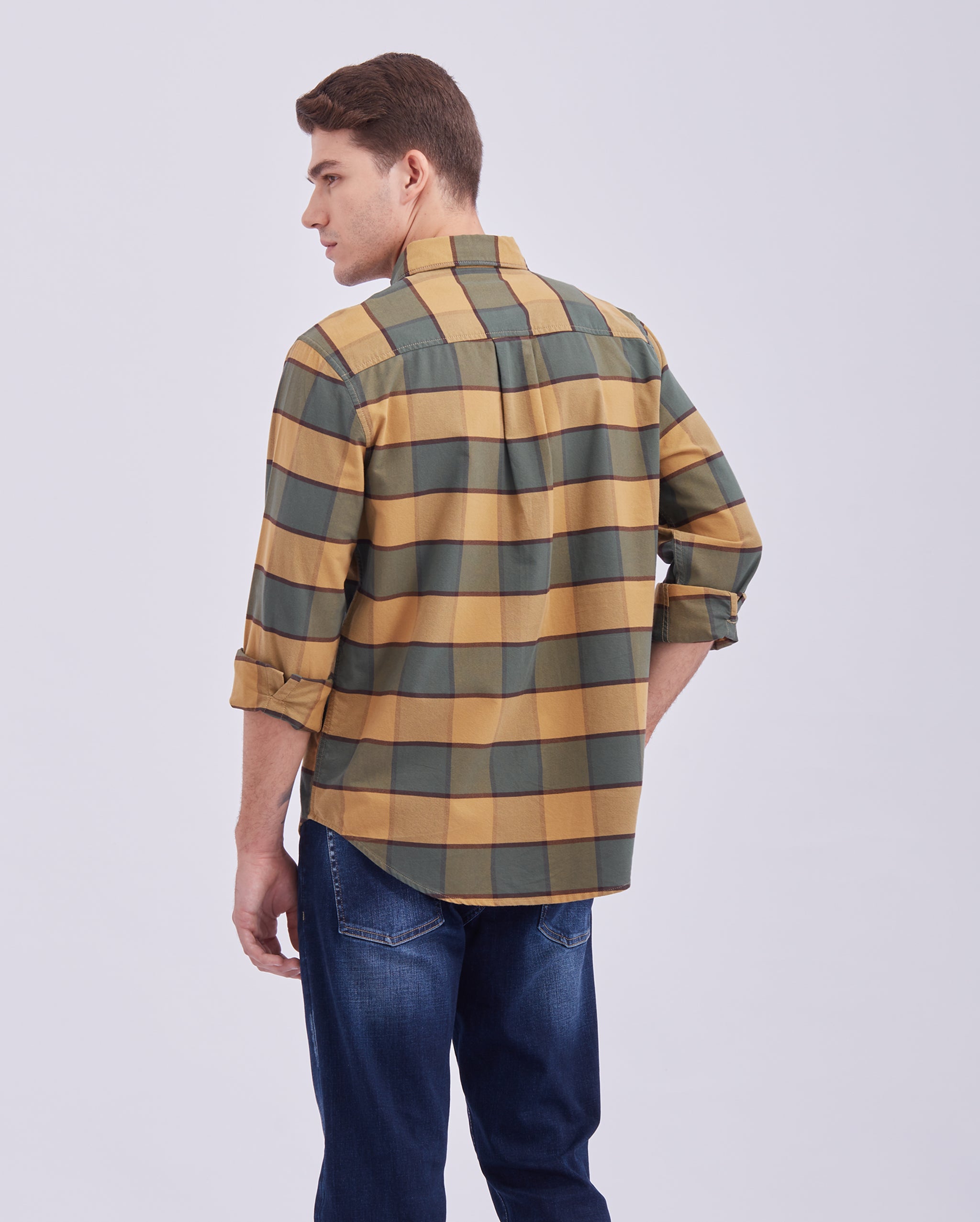Yellow And Green Check Shirt
