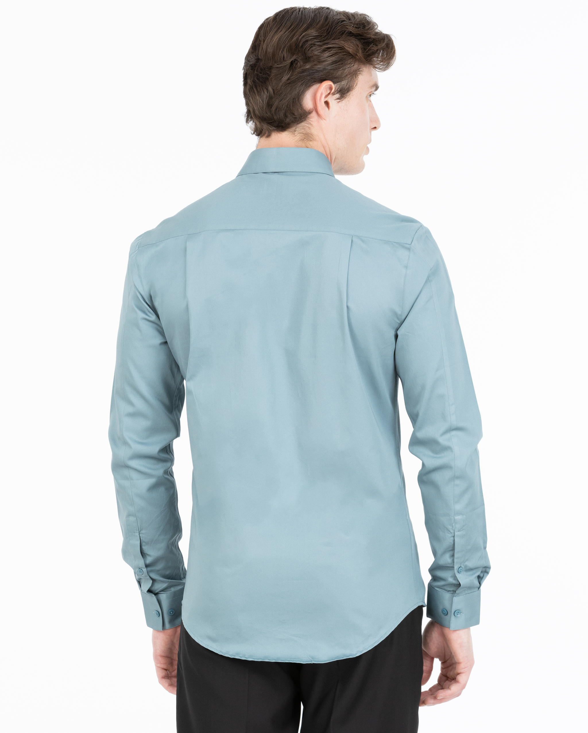 Teal Blue Satin Shirt
