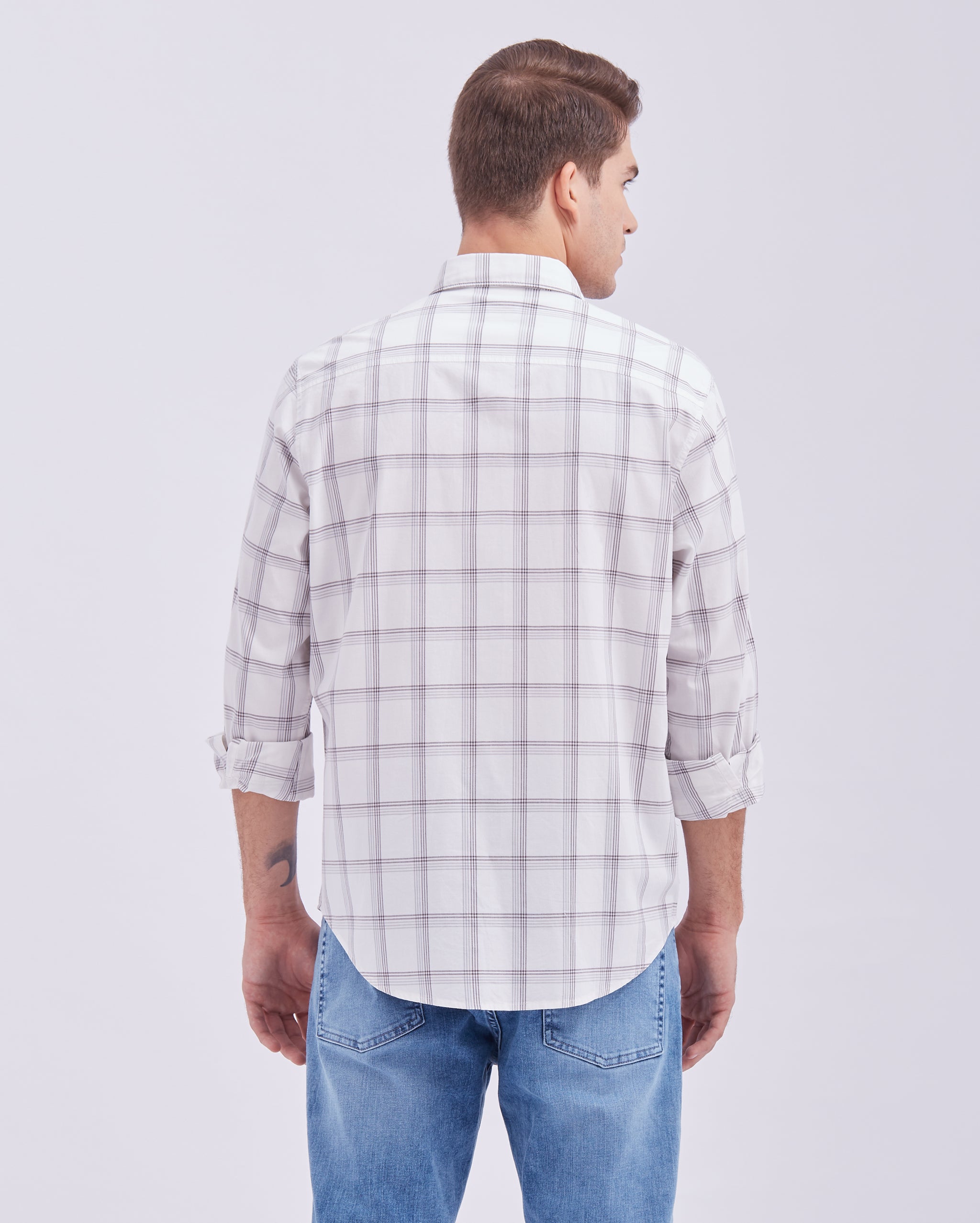 White And Grey Check Shirt