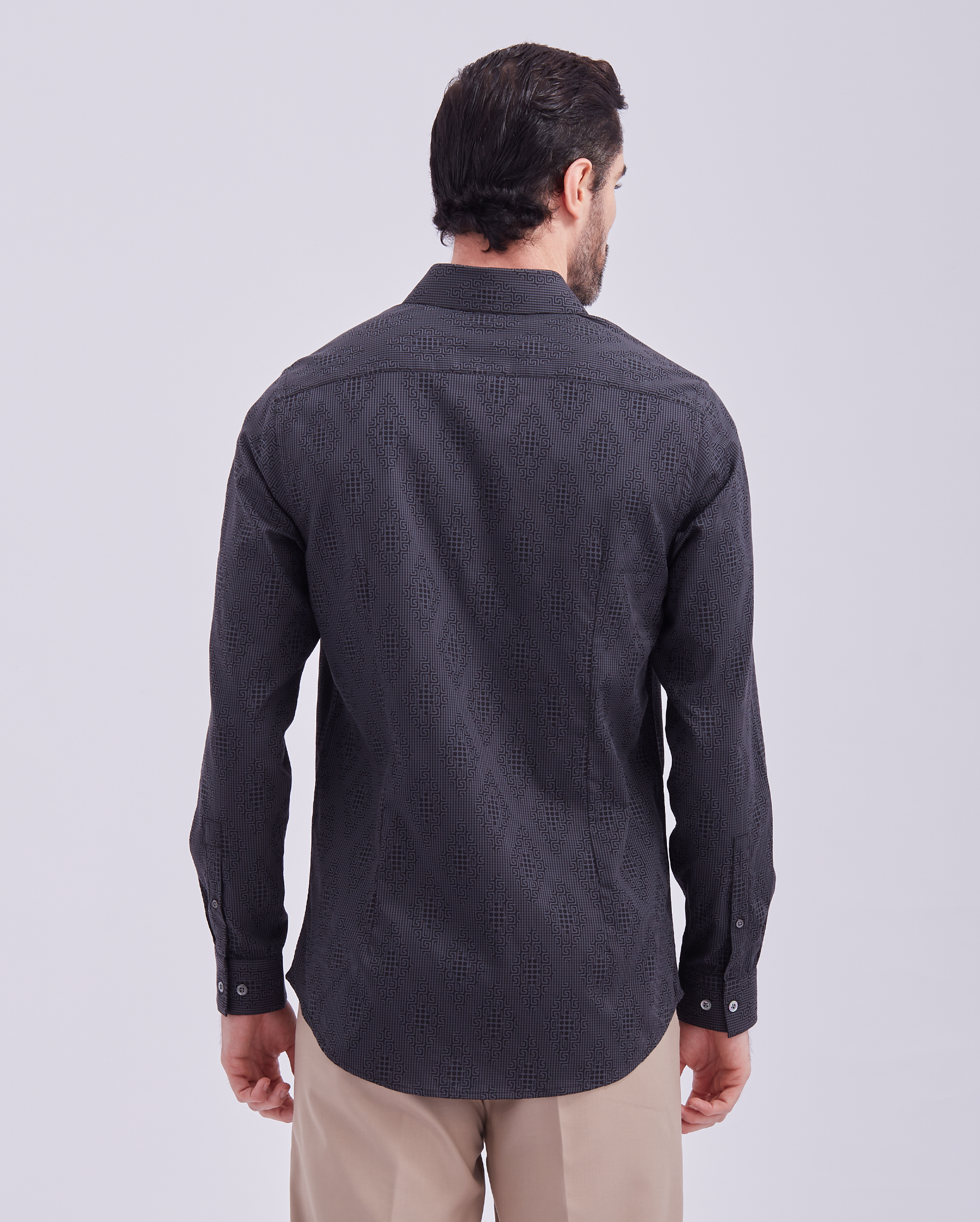 Black Jacquard Print Shirt