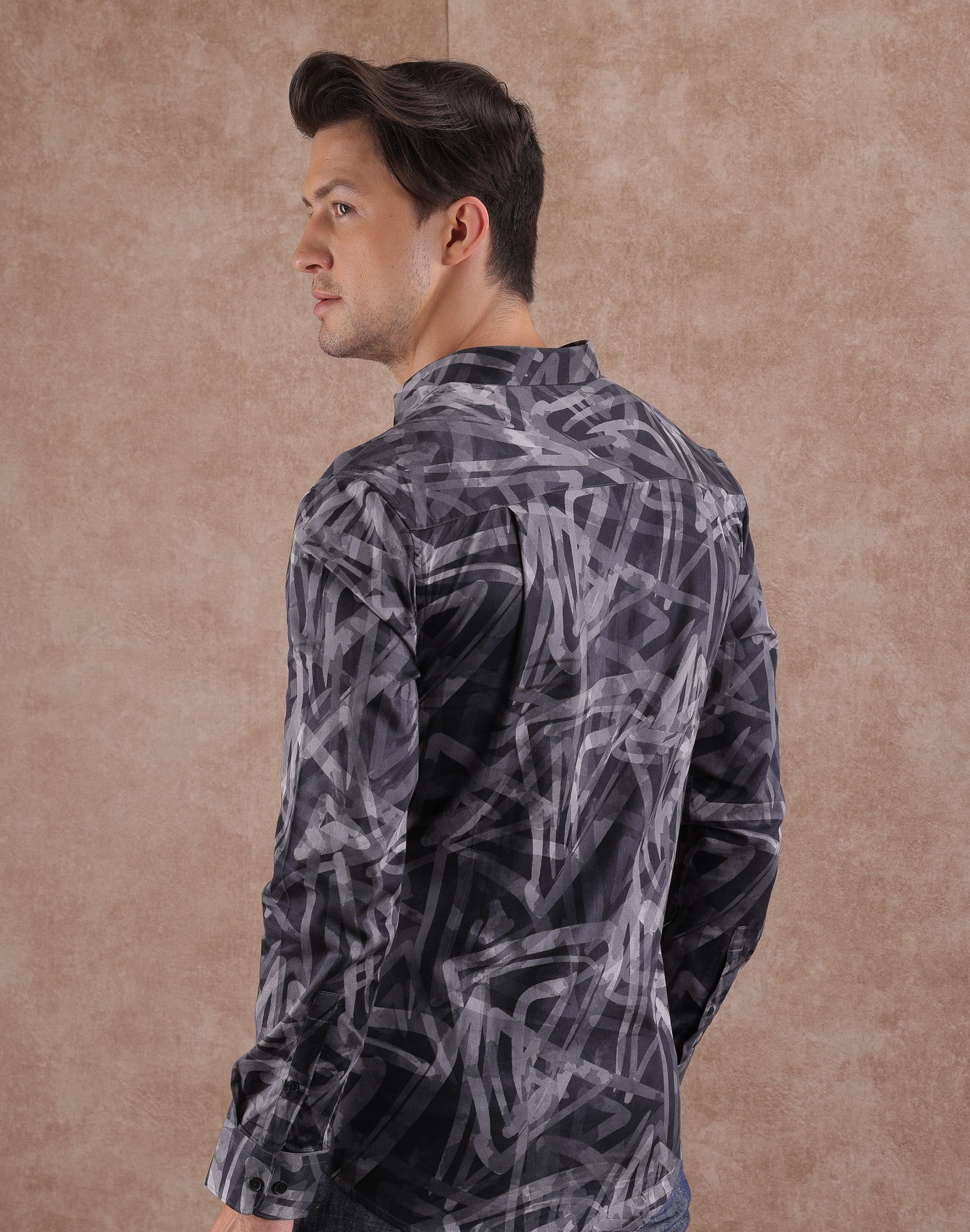 GREY ABSTRACT DIGI PRINT SHIRT