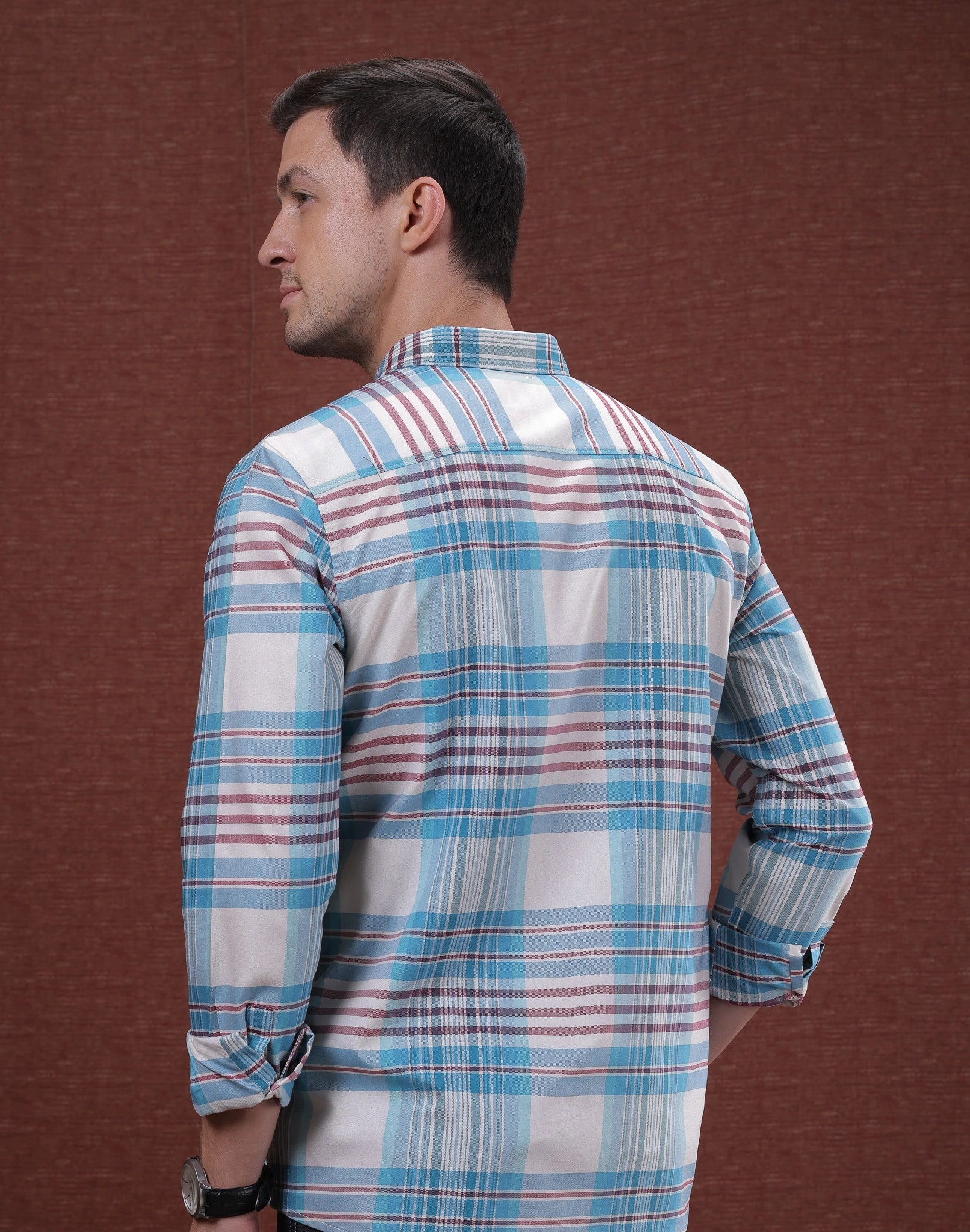 WHITE & CYAN CHECK SHIRT