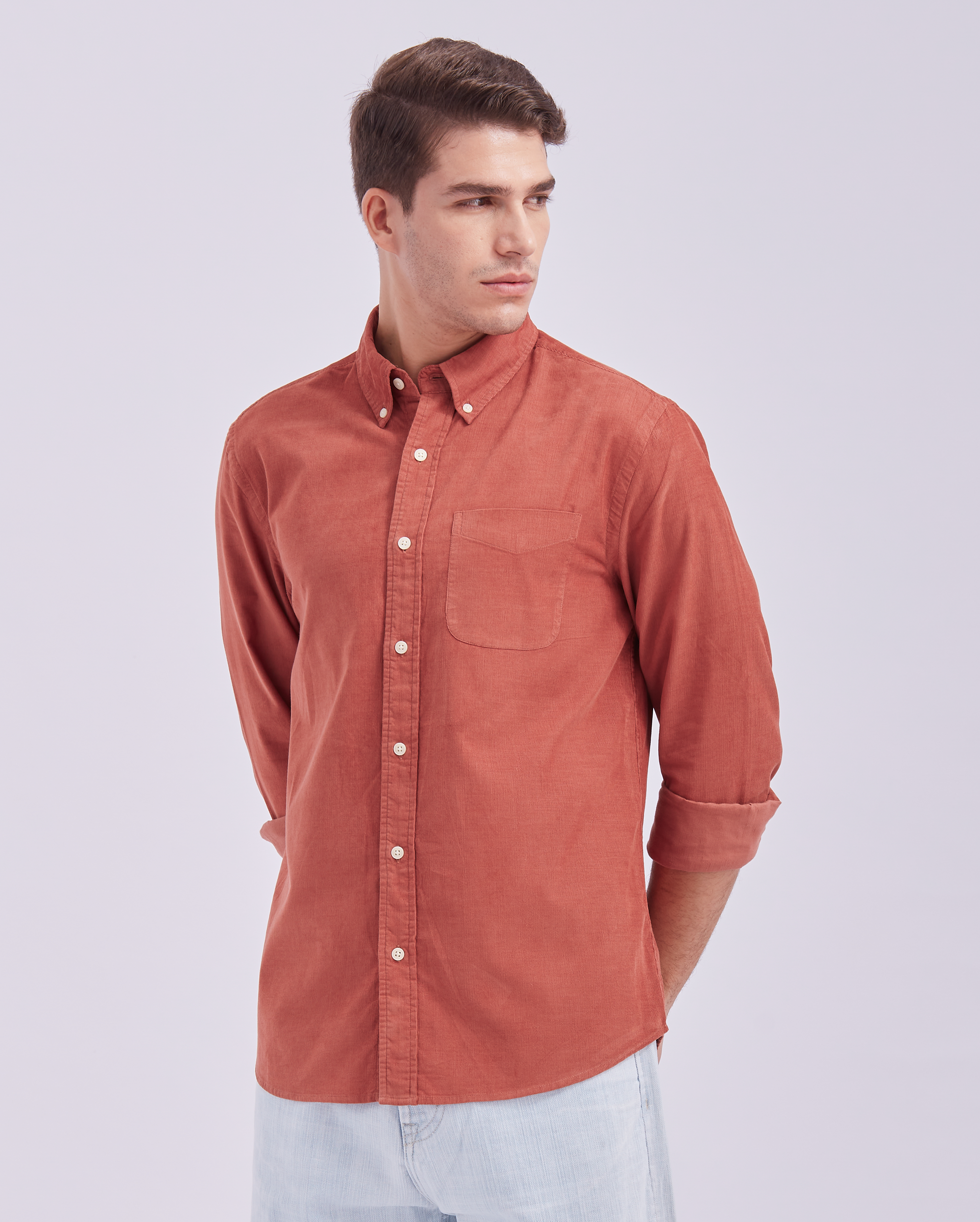 Terracotta Orange Corduroy Shirt