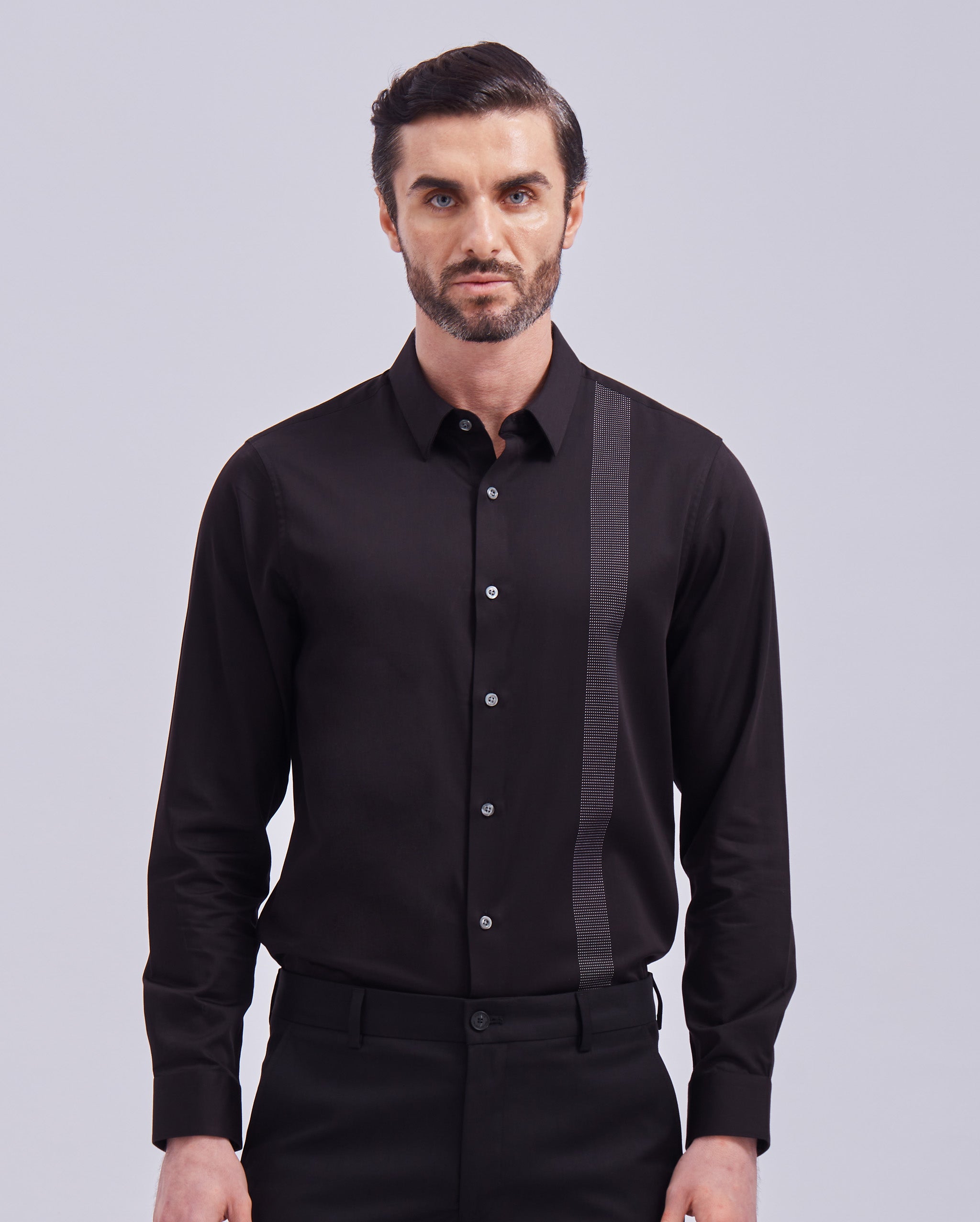 Black And White Giza Panel Shirt