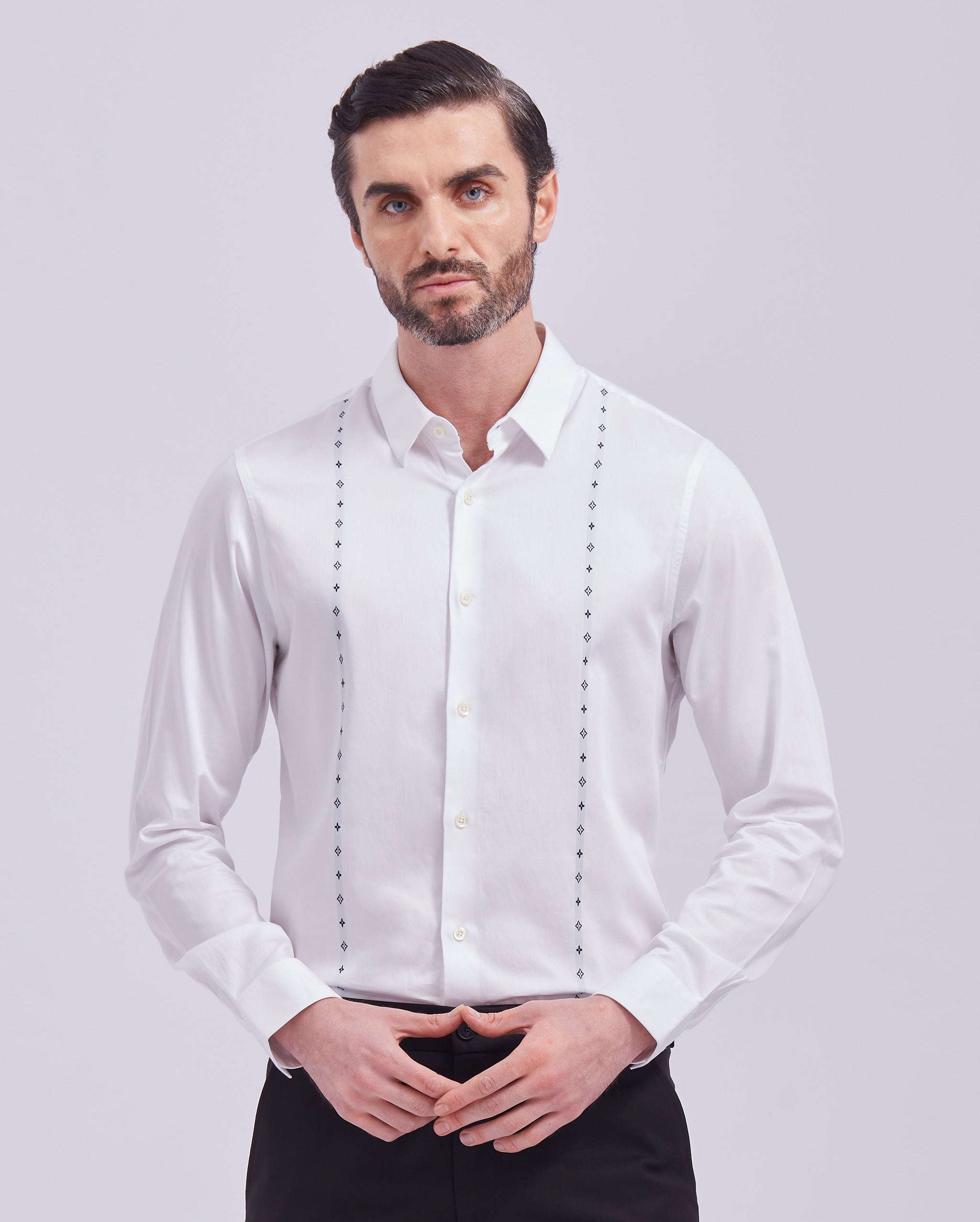 White And Black Giza Panel Shirt