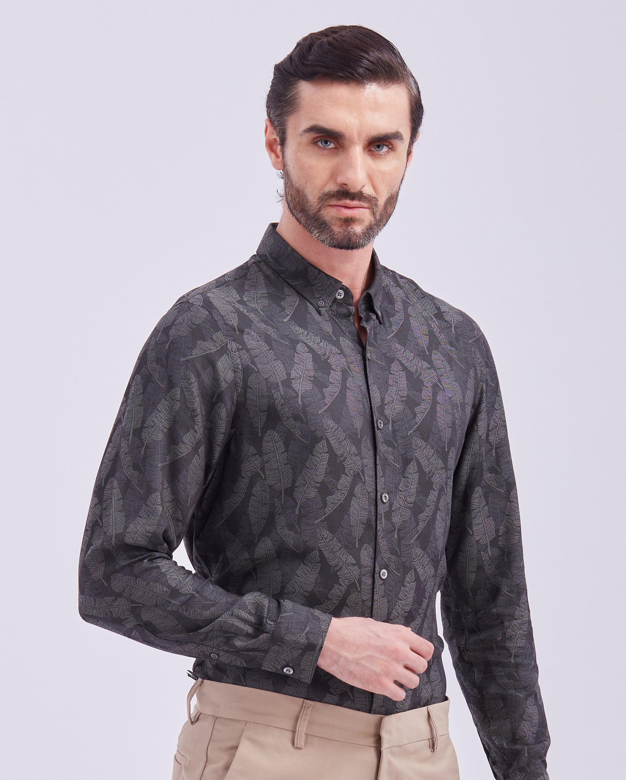 Buy Men's Ash Jacquard Print Giza Shirt