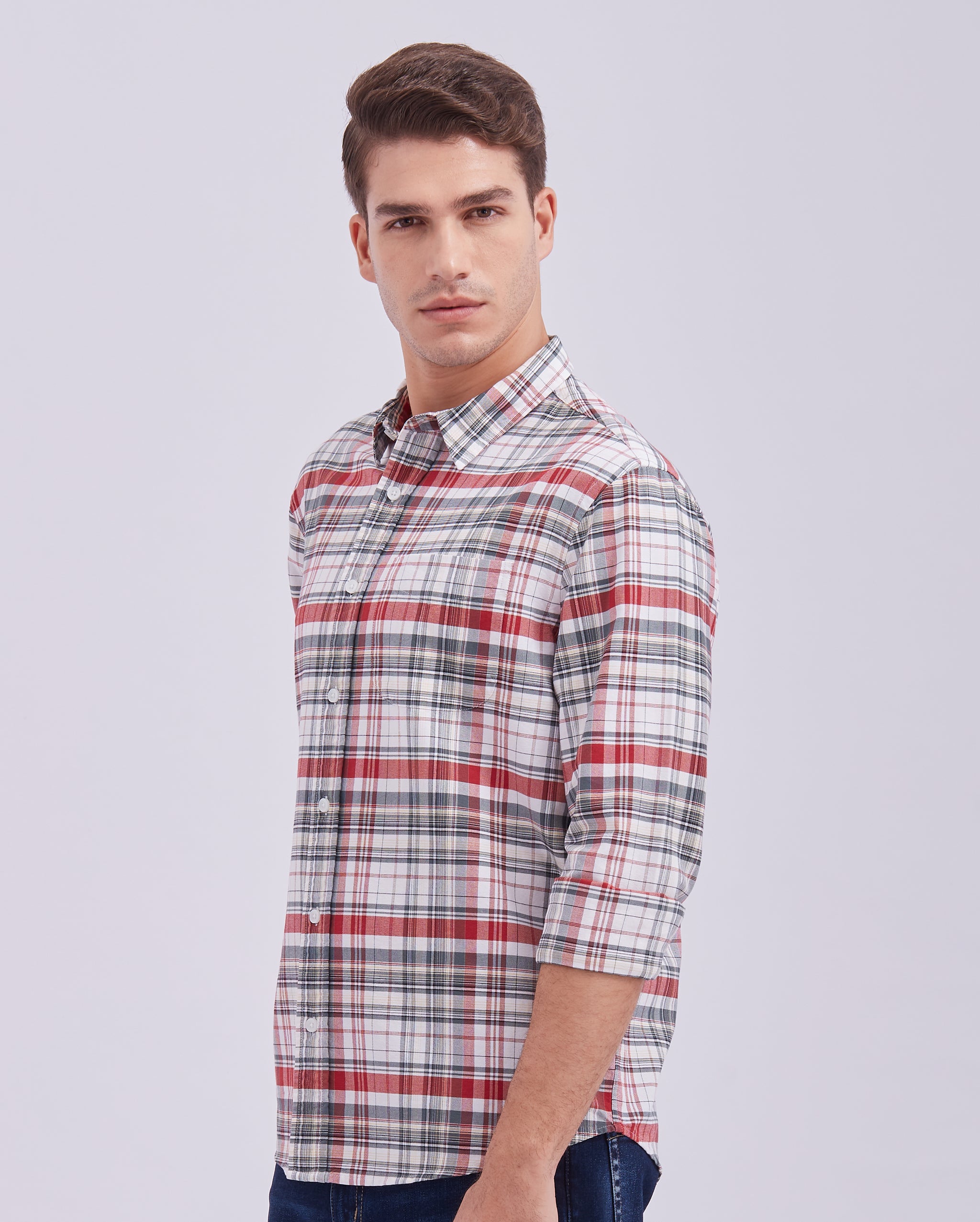 Red And Grey Check Shirt